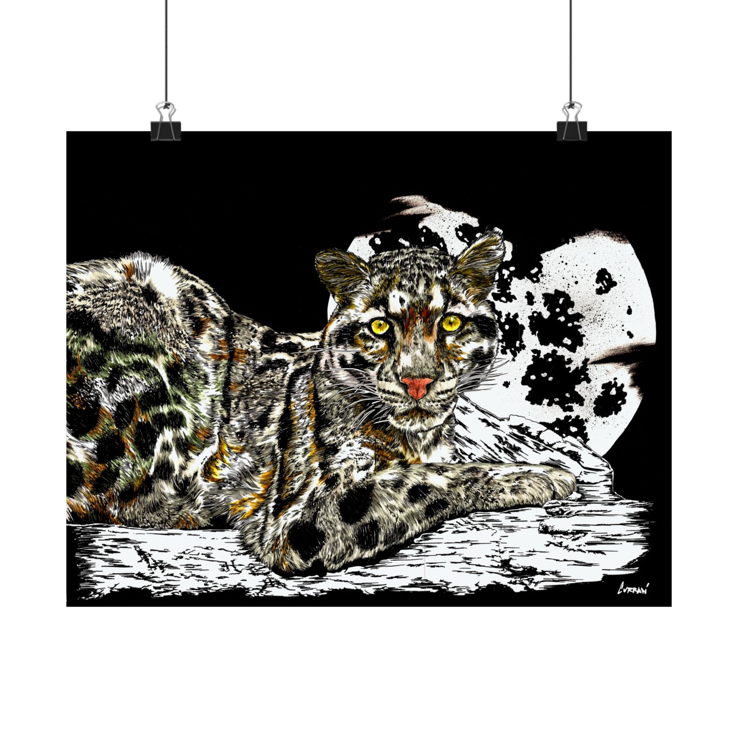 Majestic Snow Leopard Satin Poster – 300gsm Art Print for Wildlife Lovers