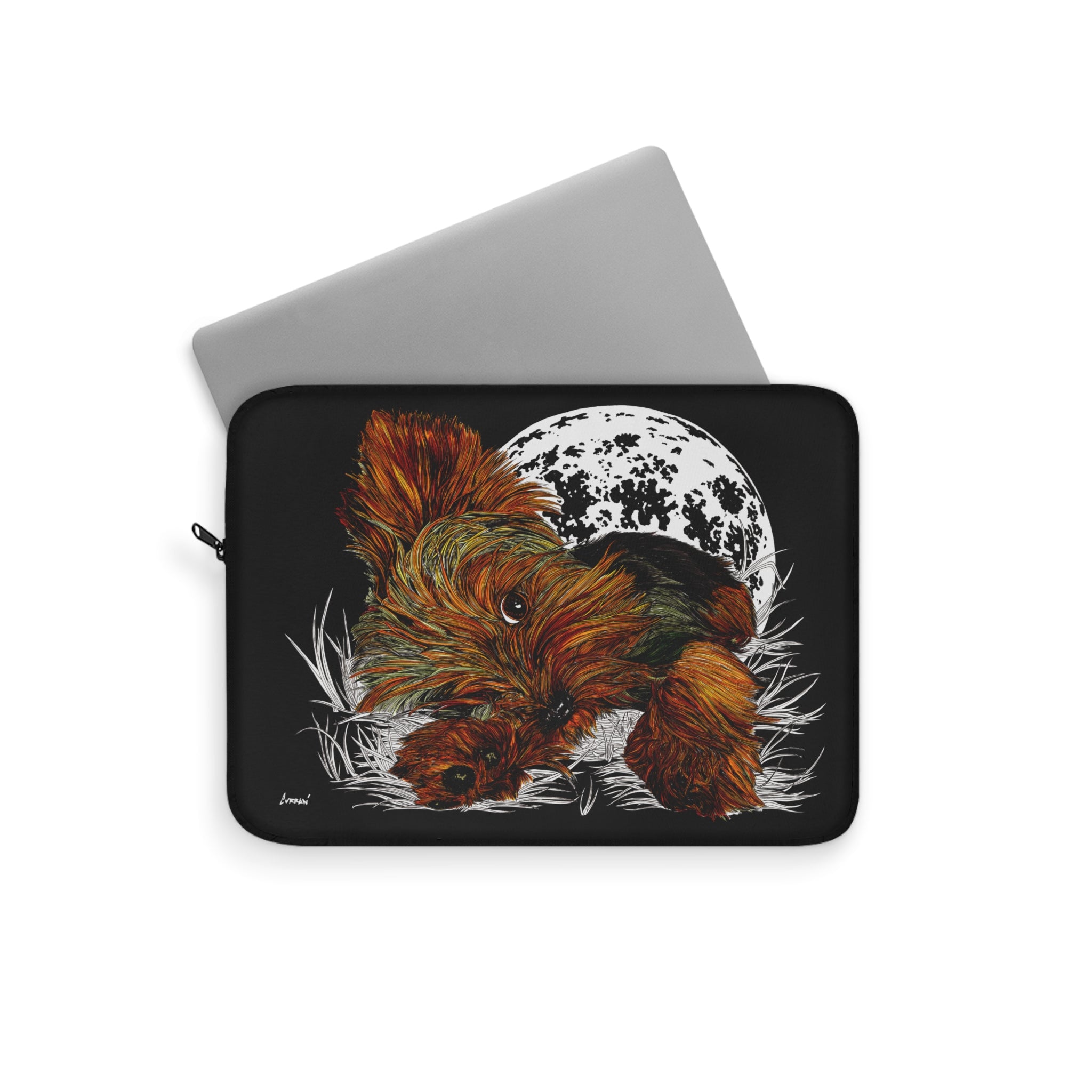 Hand-Drawn Yorkie Laptop Sleeve - Moonlight Design