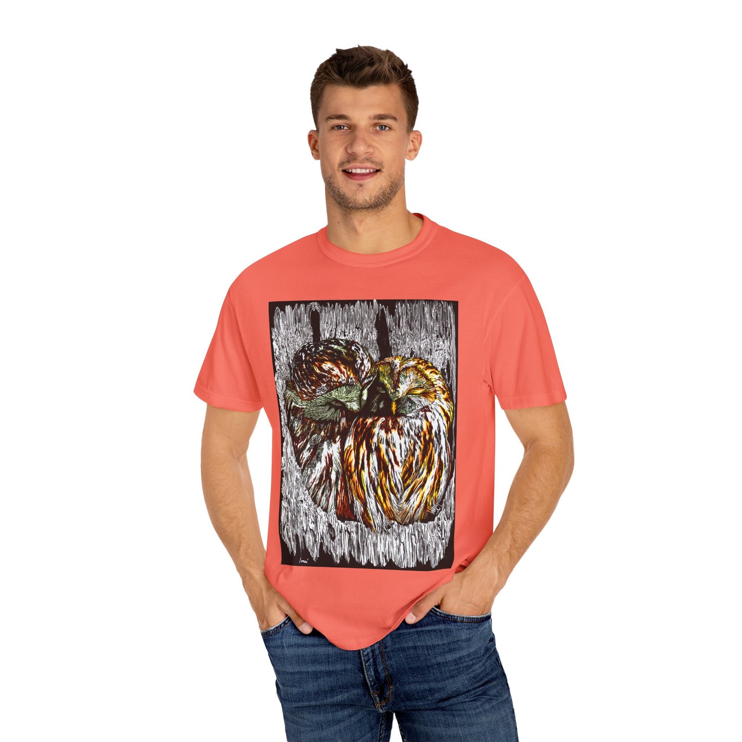 Owls in a Tree Unisex Garment-Dyed T-Shirt