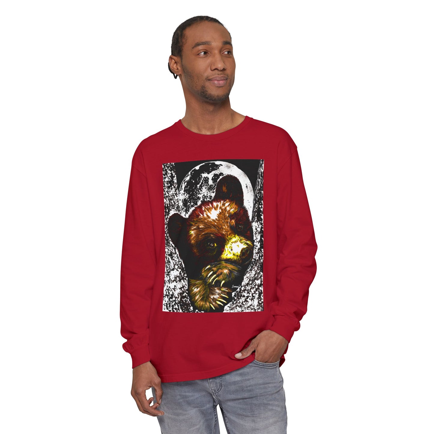 Moonlit Brown Bear Cub Unisex Long Sleeve T Shirt