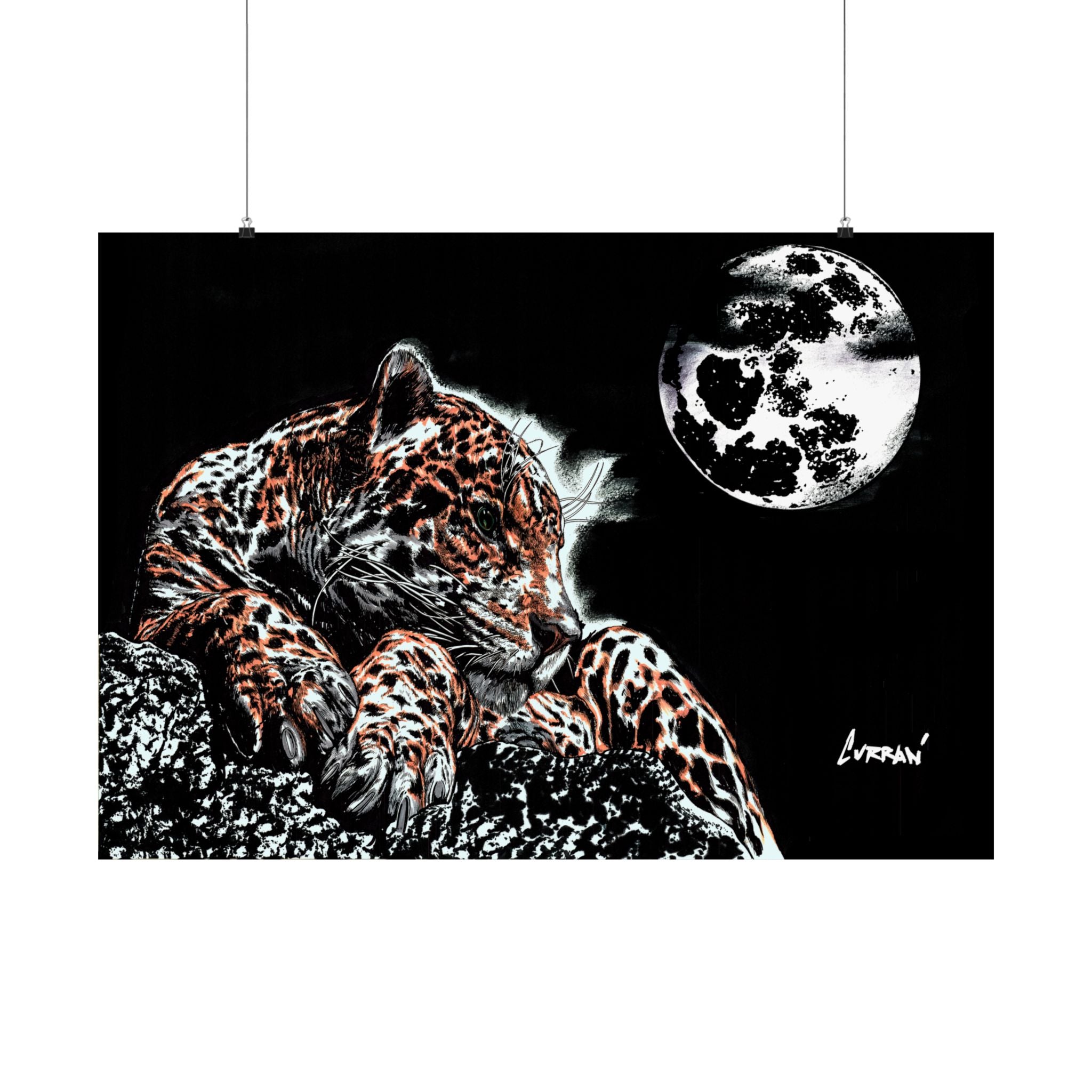 Majestic Leopard Satin Poster (300gsm) Moonlit Wildlife Art