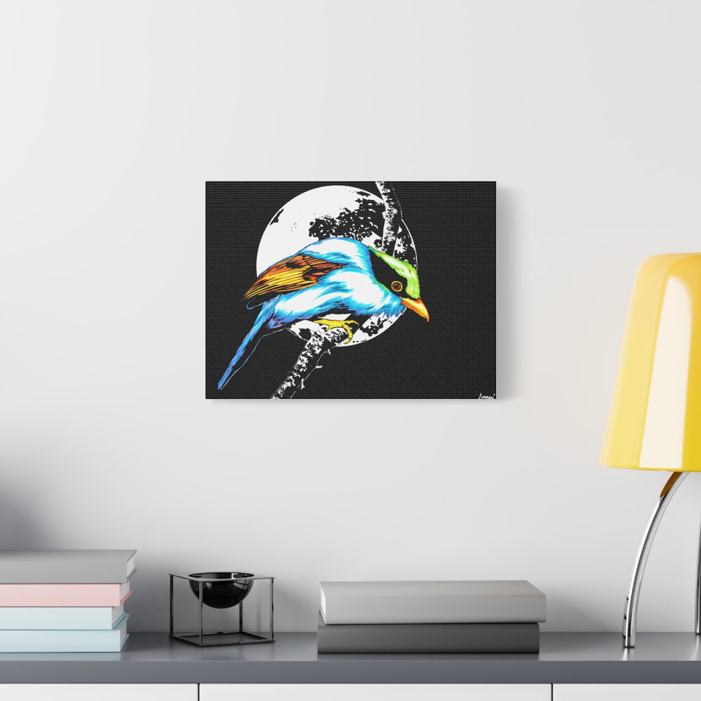 Exotic Bird Canvas Art – Original Hand-Drawn Vibrant,