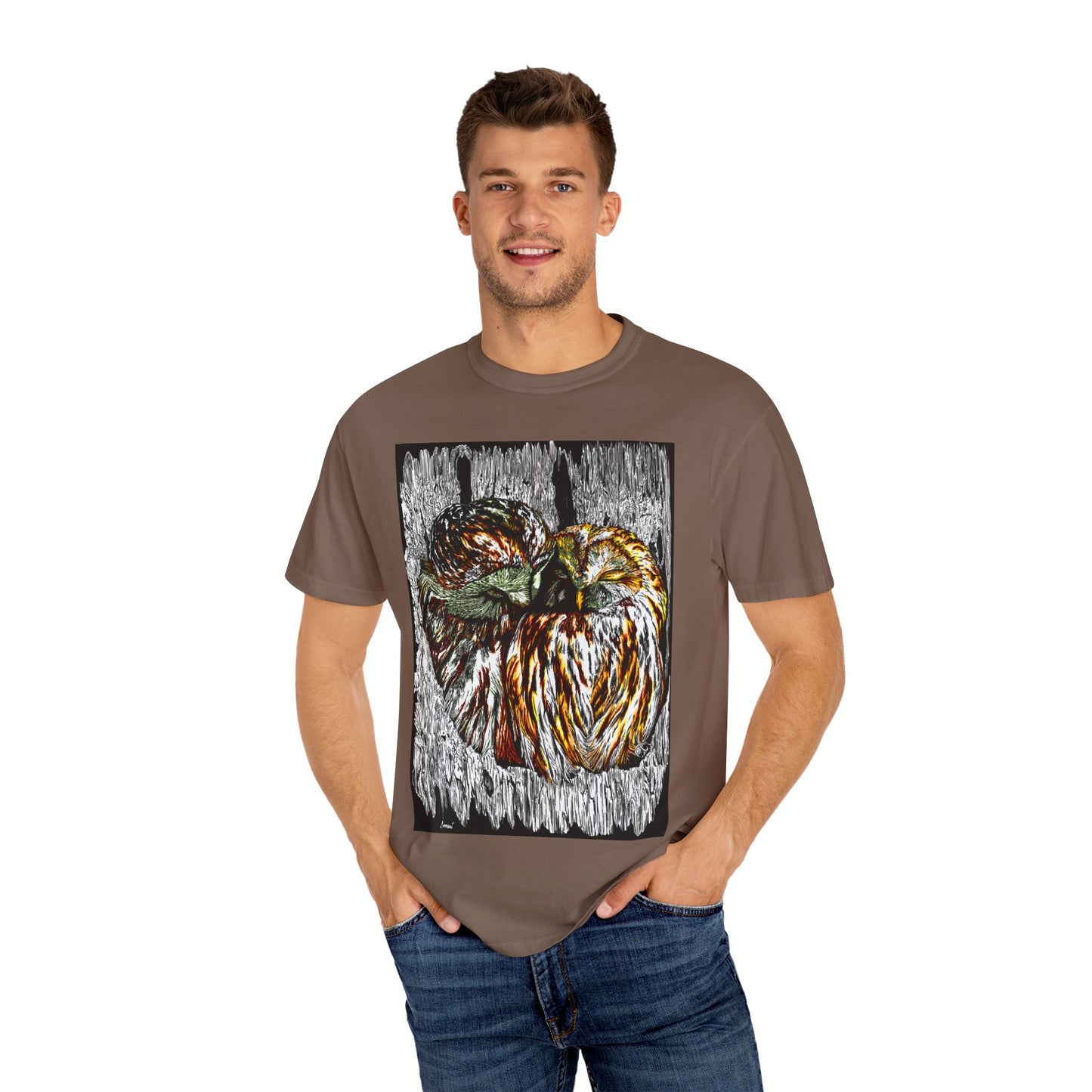 Owls in a Tree Unisex Garment-Dyed T-Shirt