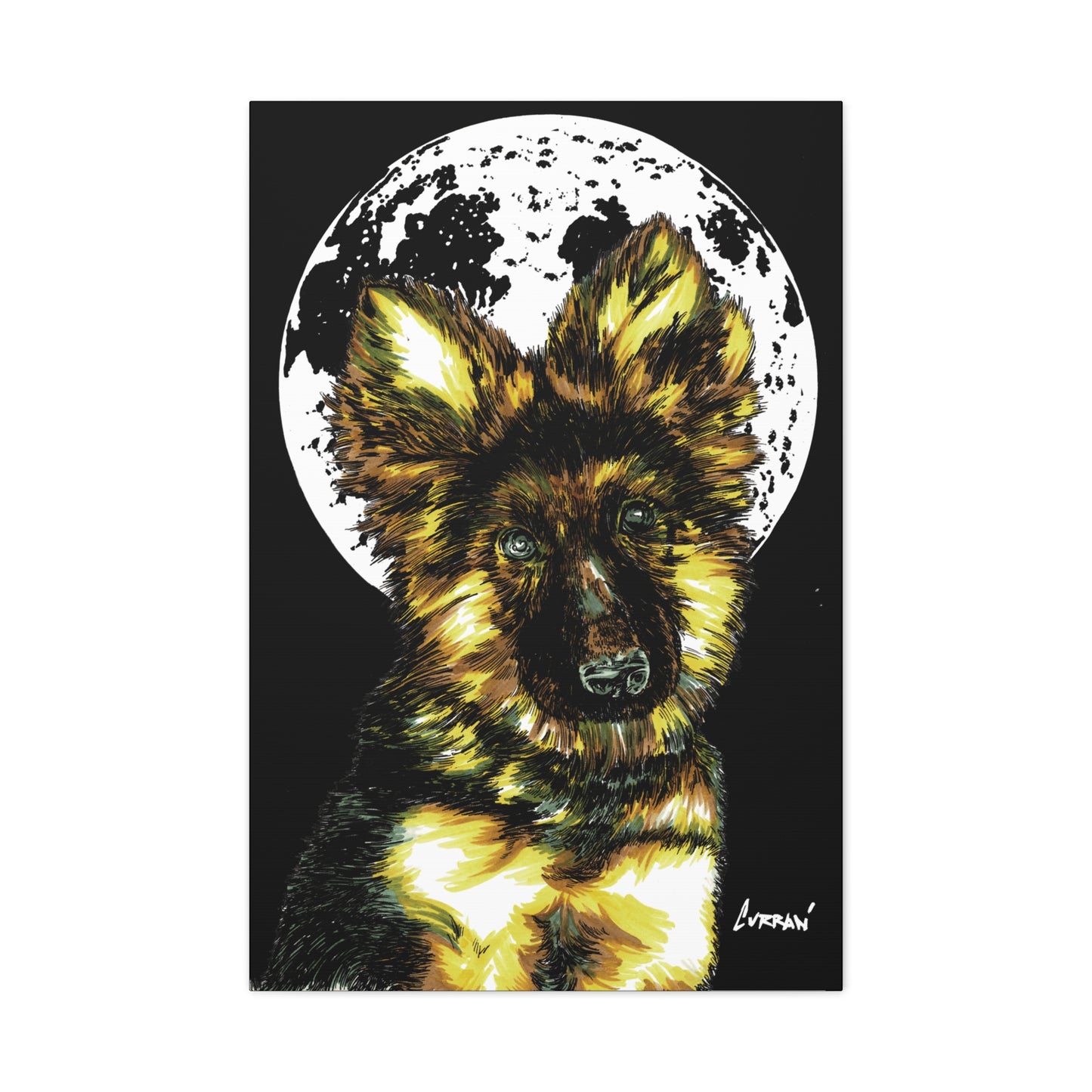 German Shepherd Puppy Print, Hand-Drawn Dog Art,