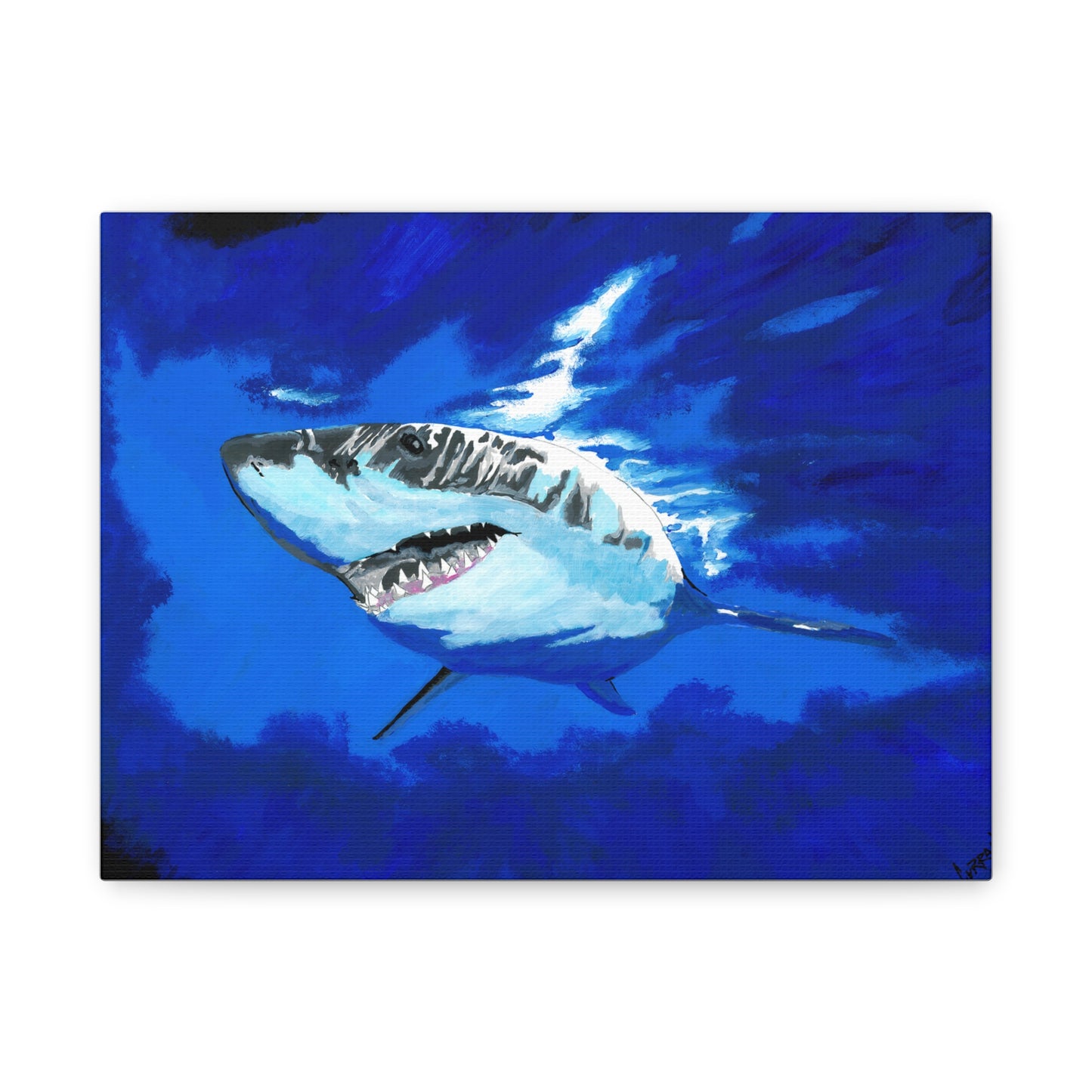 Great White Shark Canvas Art – Original Hand-Painted