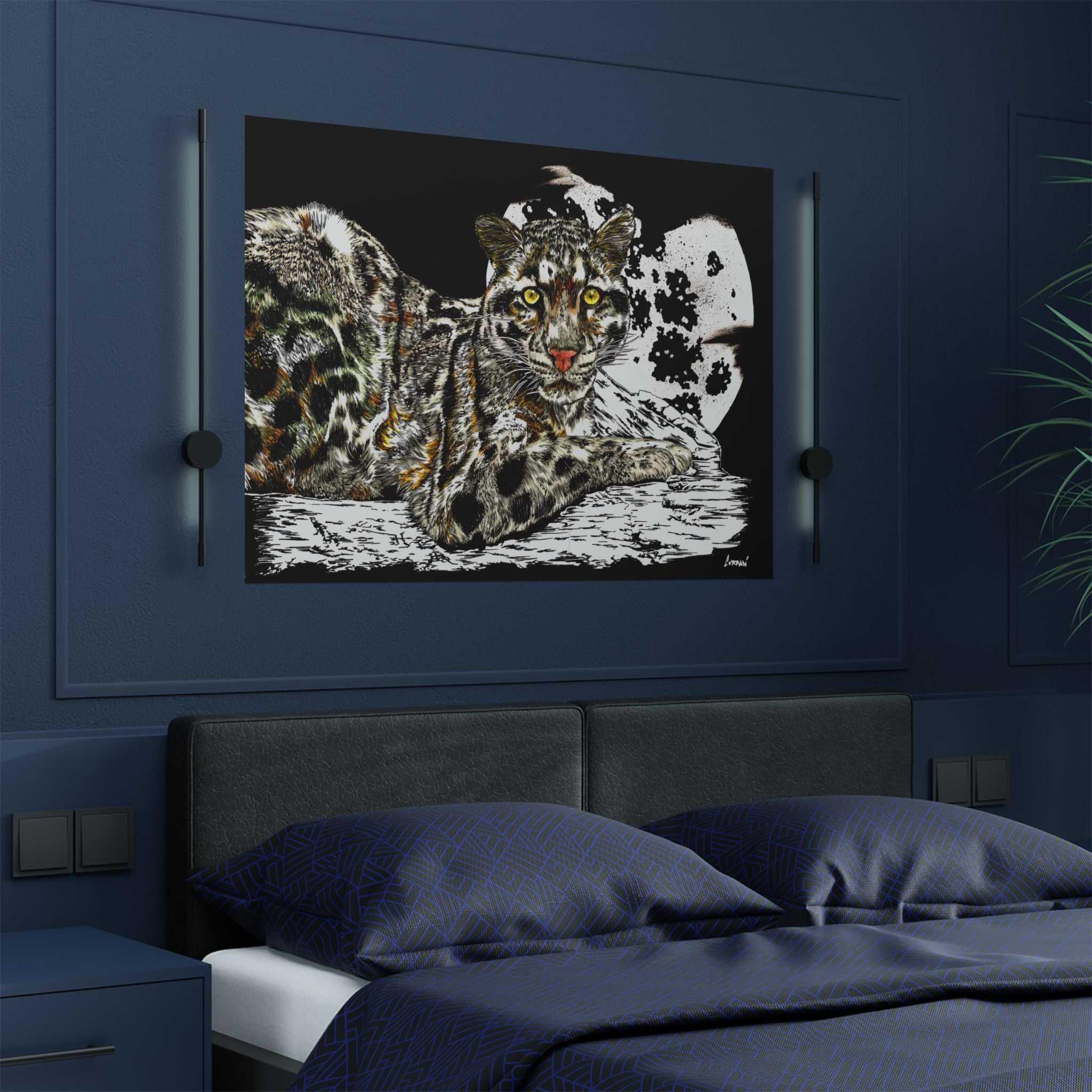 Majestic Snow Leopard Satin Poster, Art Print