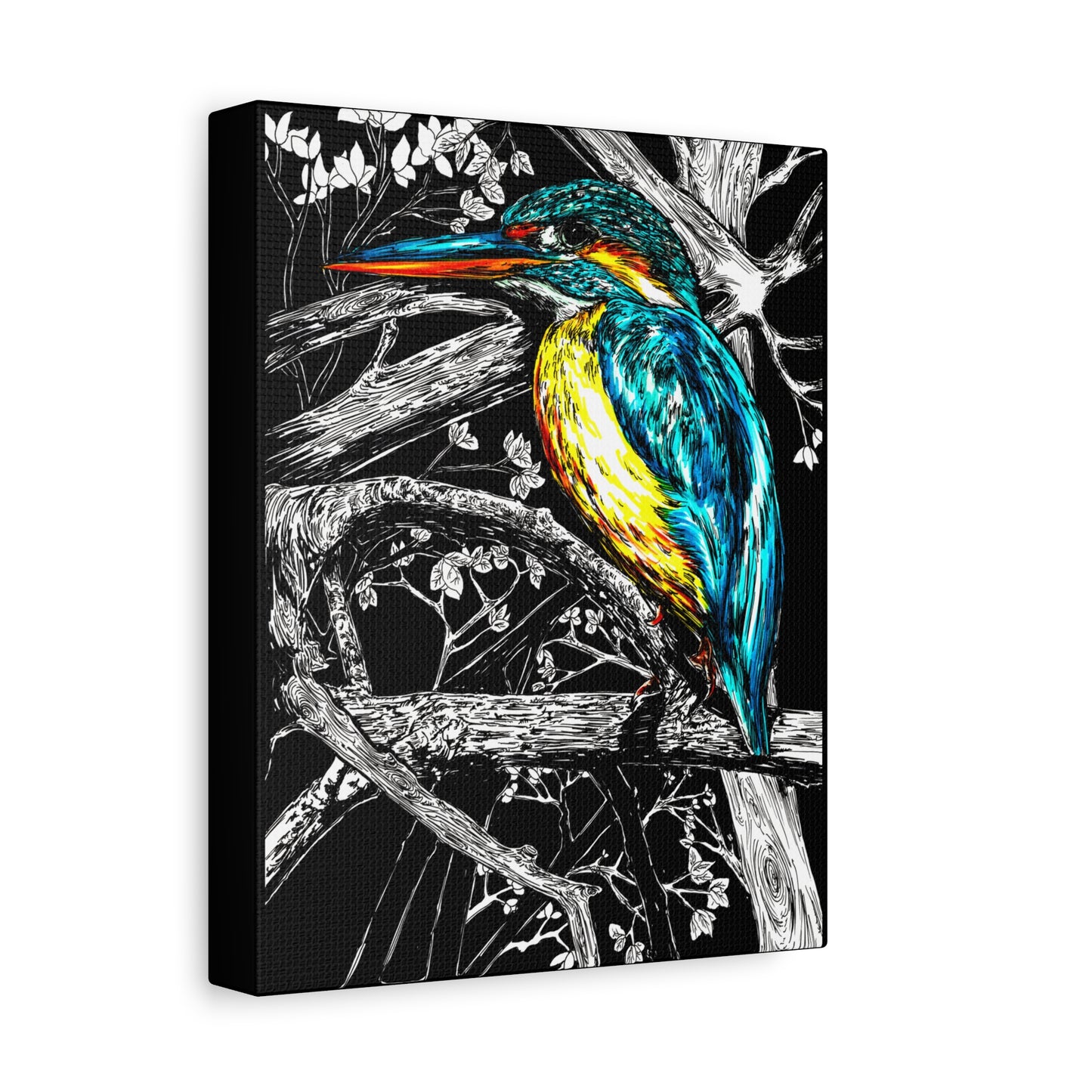 Kingfisher Bird Wall Art Print of the Original, hand drawn