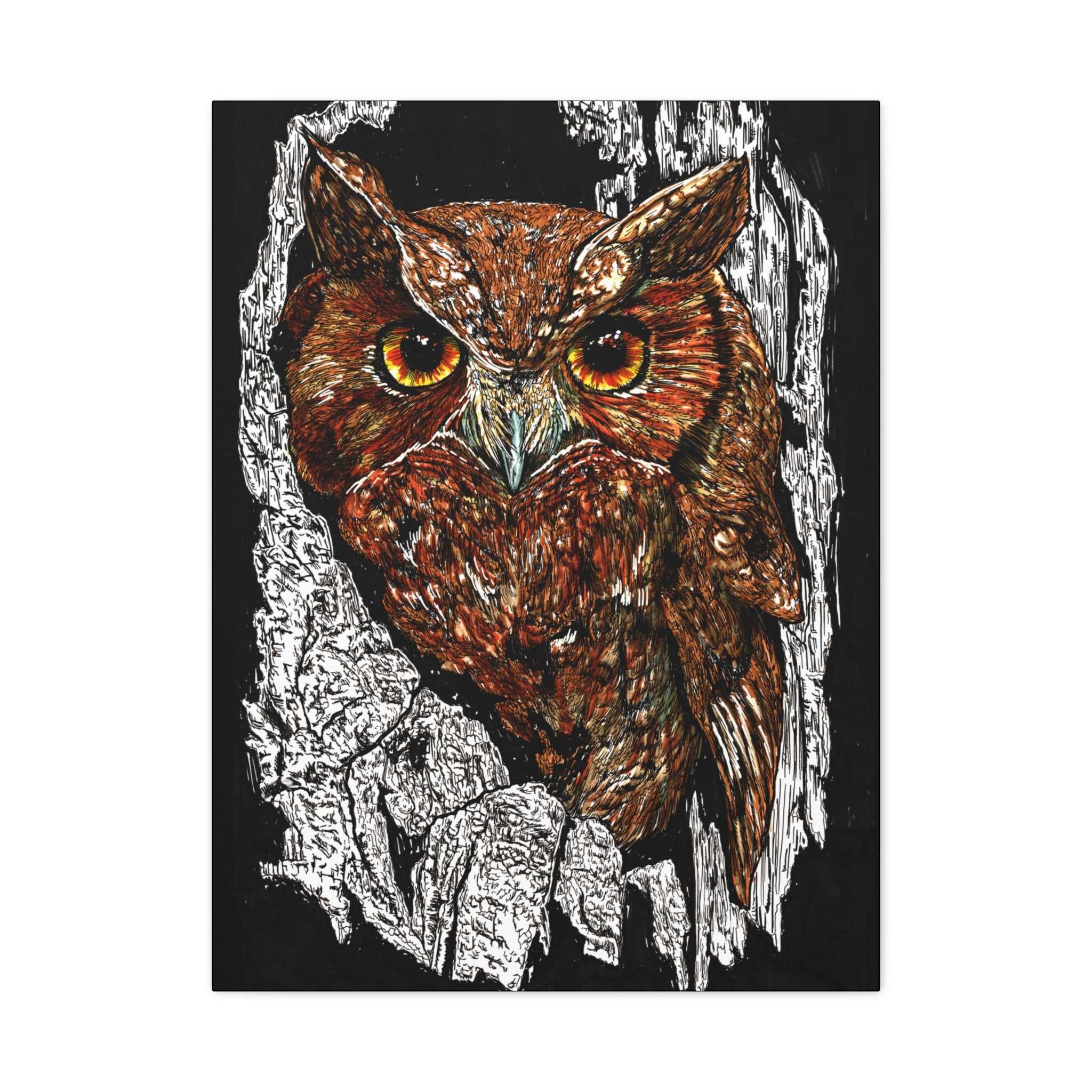 Owls in a Tree Wall Art Canvas Print of the Original,