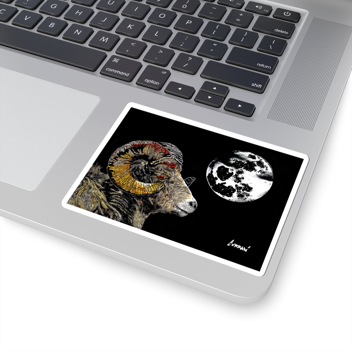 Moonlit Ram Kiss-Cut Sticker - Laptop & Decor