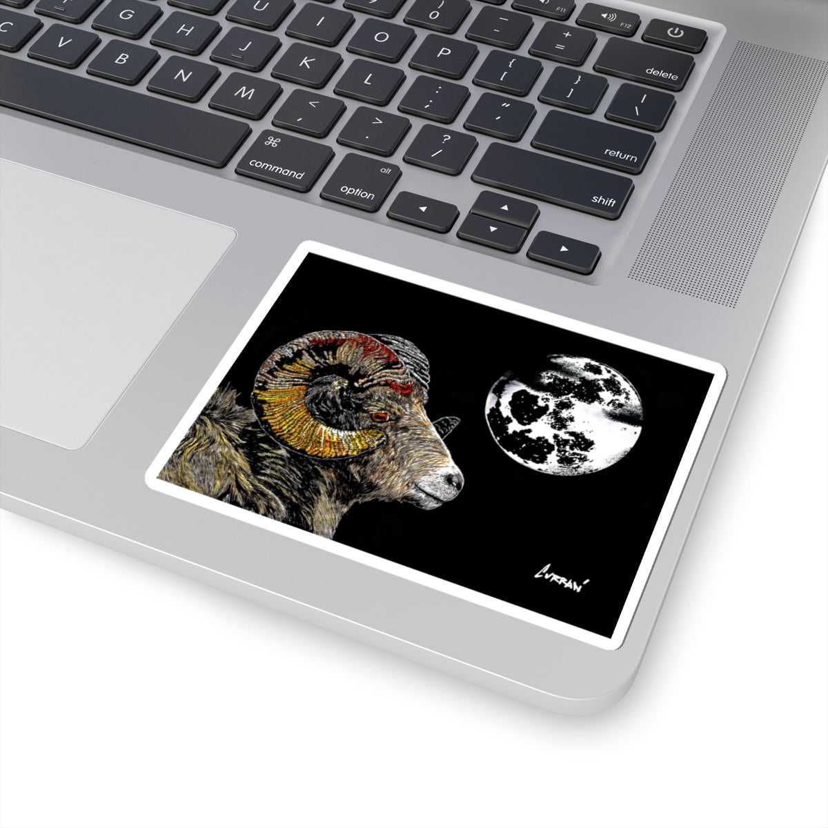 Moonlit Ram Kiss-Cut Sticker - Laptop & Decor