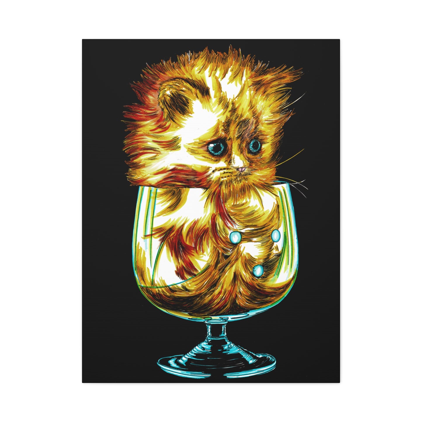 Whimsical Cat Art Canvas Print - 1.25" Stretched Wall Decor