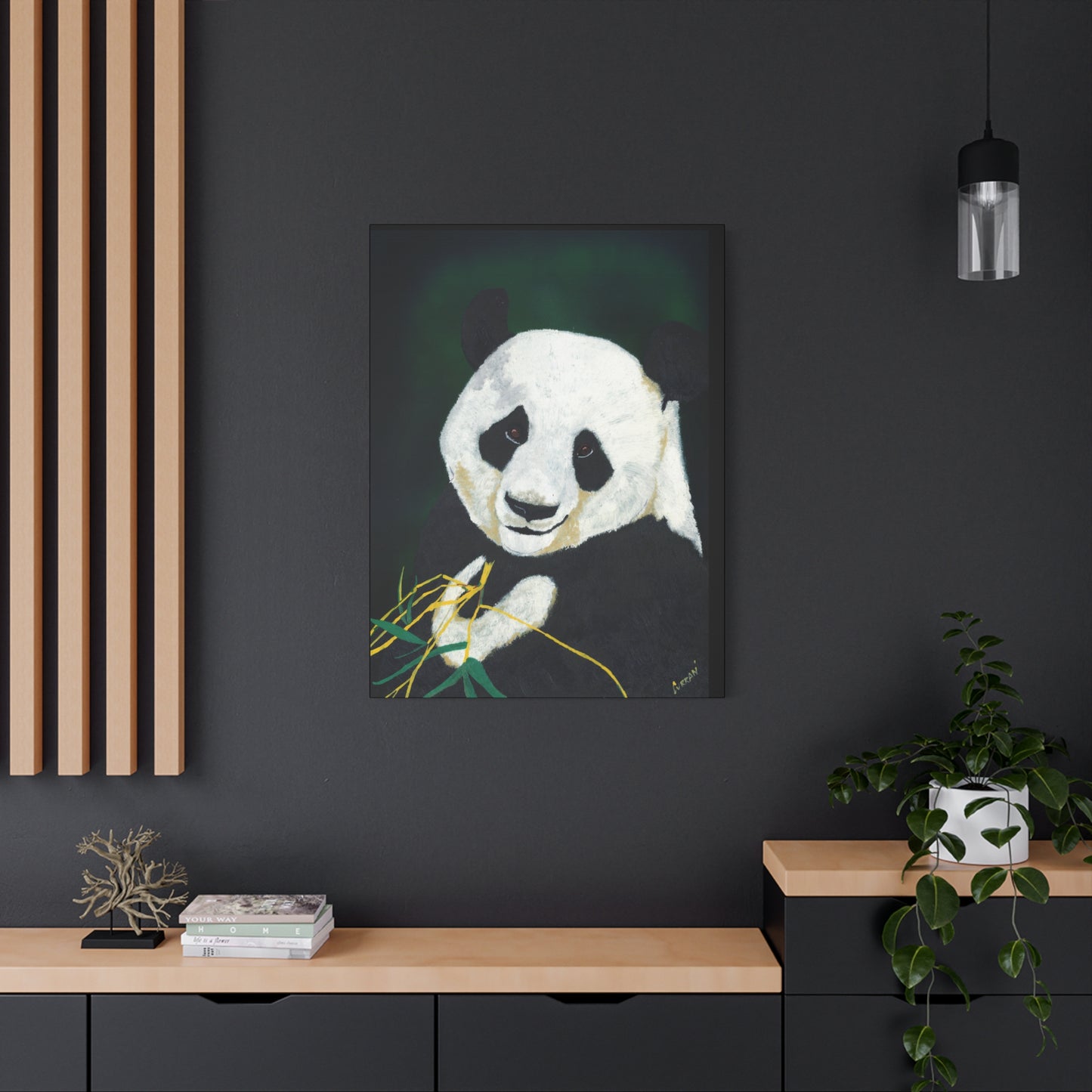Panda Wall Art, Panda Print, Wildlife Art, Hand-Painted Panda, Nature Wall Decor, Bamboo Forest Art, Animal Lover Gift, Zen Decor. Printed on Matte Canvas, Stretched, 1.25"