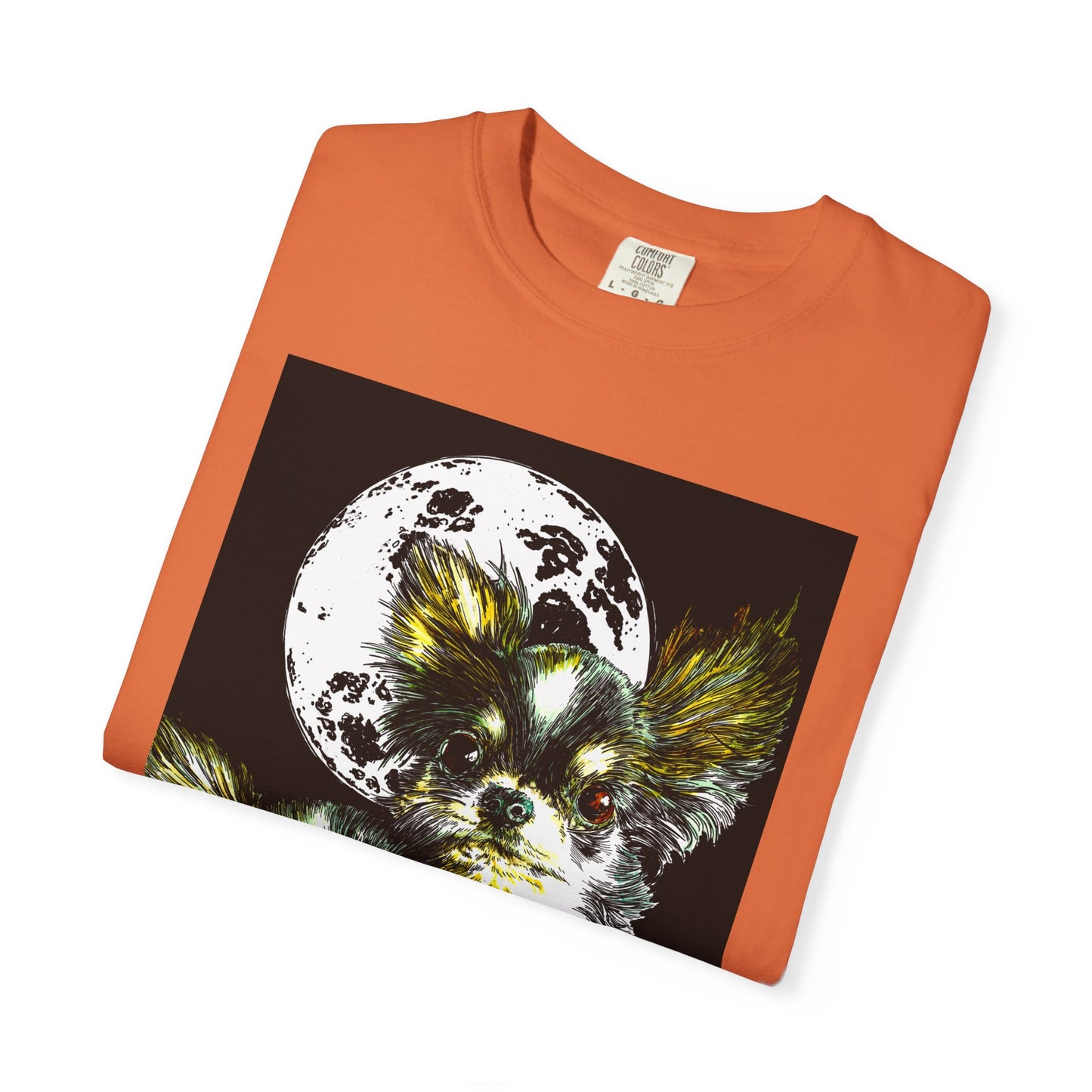 Cute Chihuahua Moon Night Unisex Garment-Dyed T-Shirt