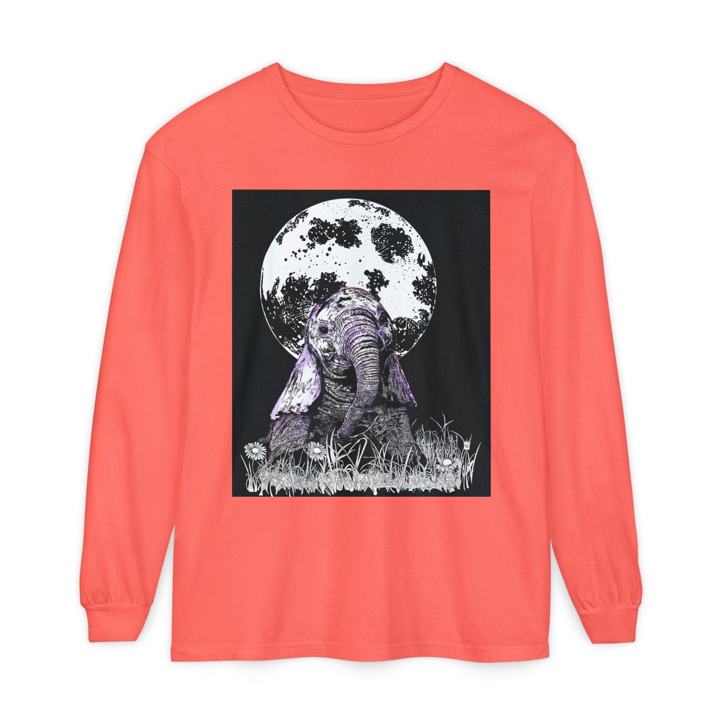 Moonlit Baby Elephant Long Sleeve T-Shirt