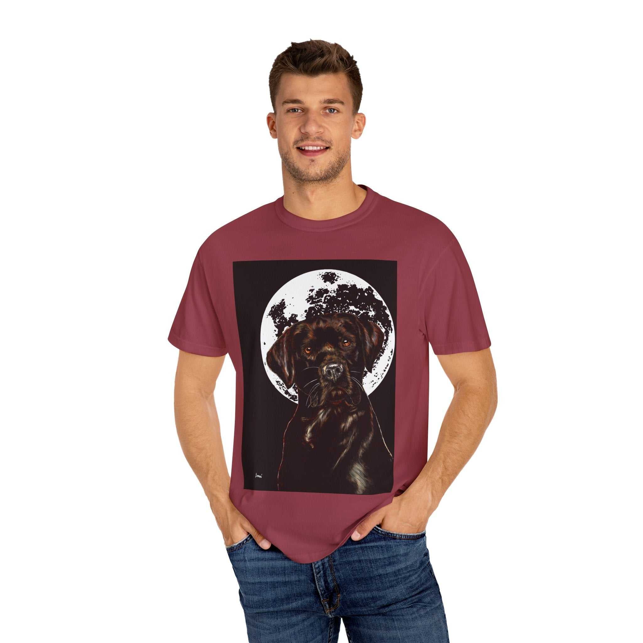 Moonlit Chocolate Lab Unisex Garment-Dyed T-Shirt