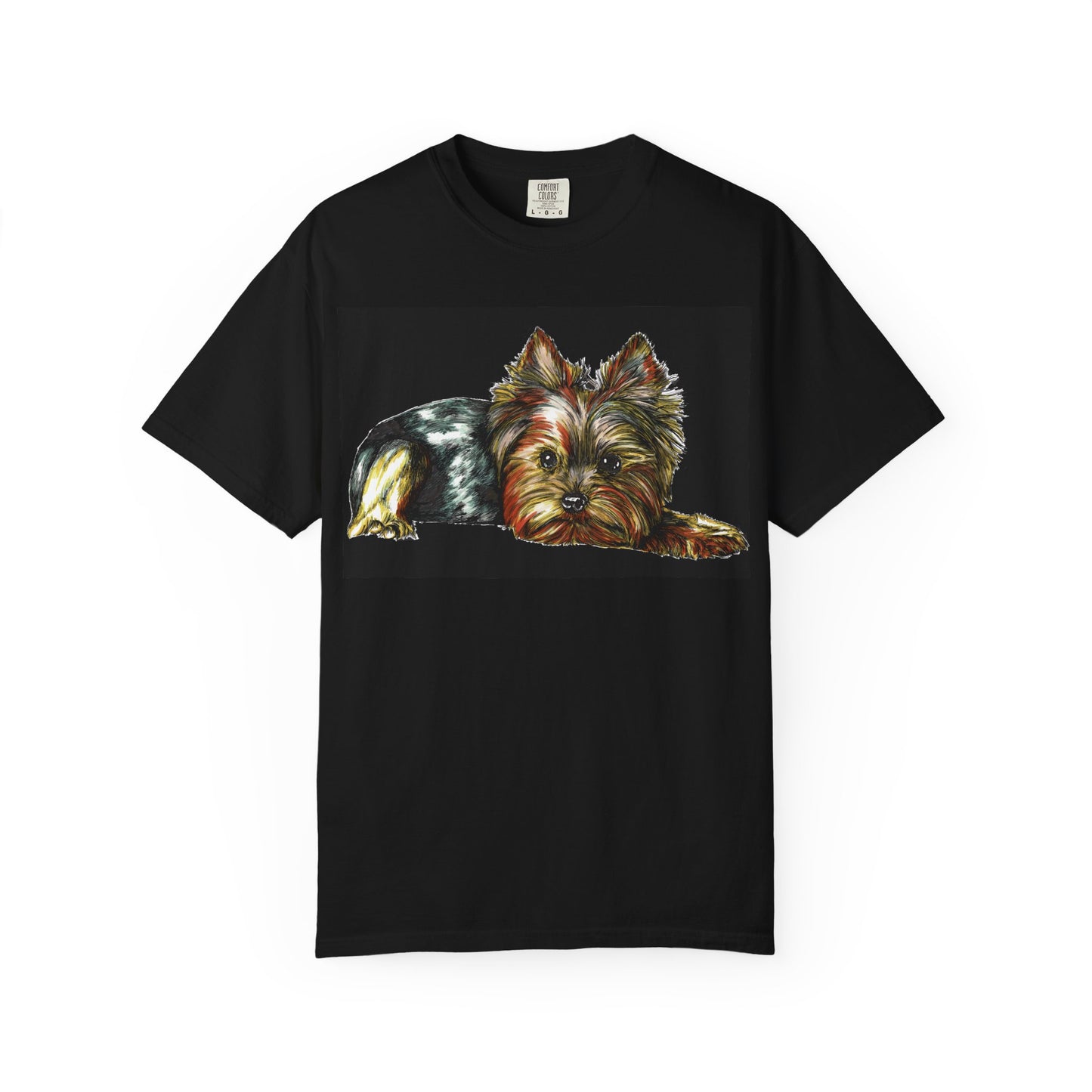 Yorkie Terrier Unisex Garment-Dyed T-Shirt – Original Hand-Drawn Art