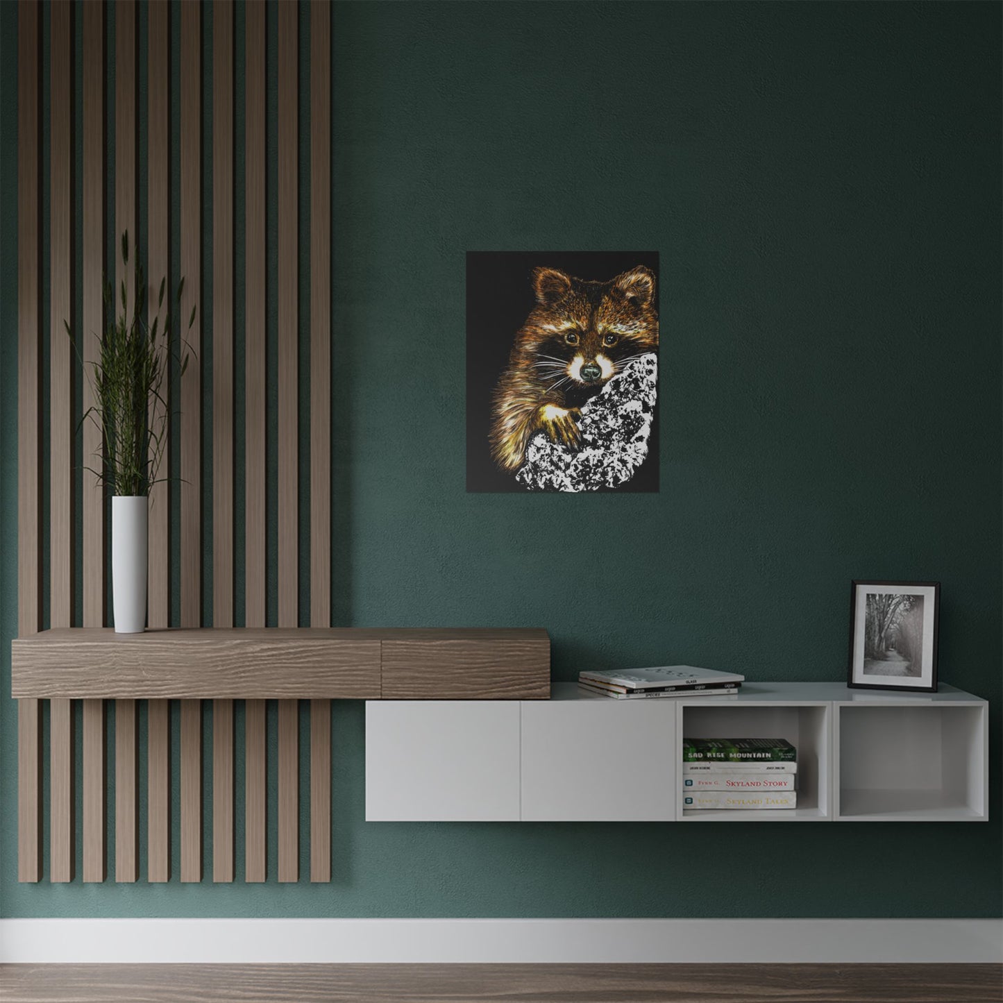 Raccoon Wildlife Satin Poster - Hand-Drawn Raccoon Art Print (300gsm)