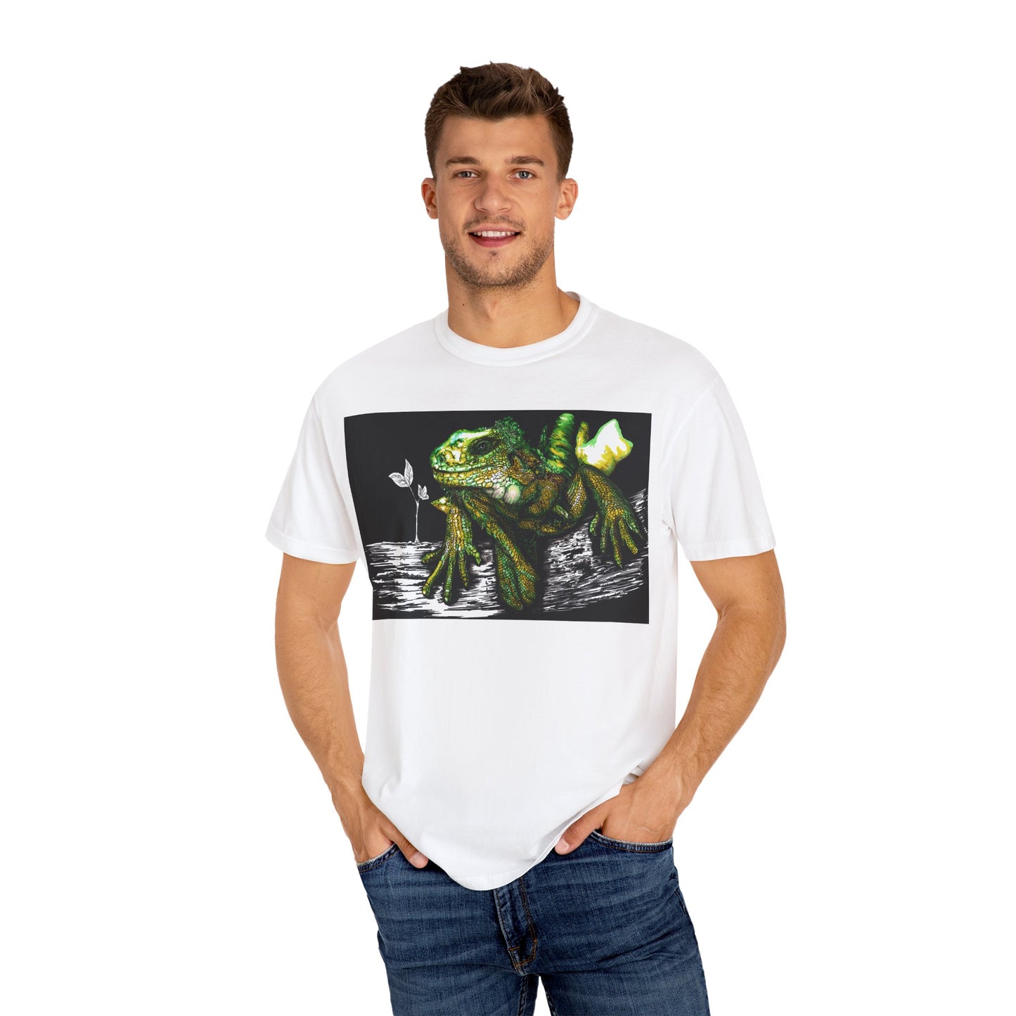 Iguana Unisex T-shirt - Hand Painted Art Design