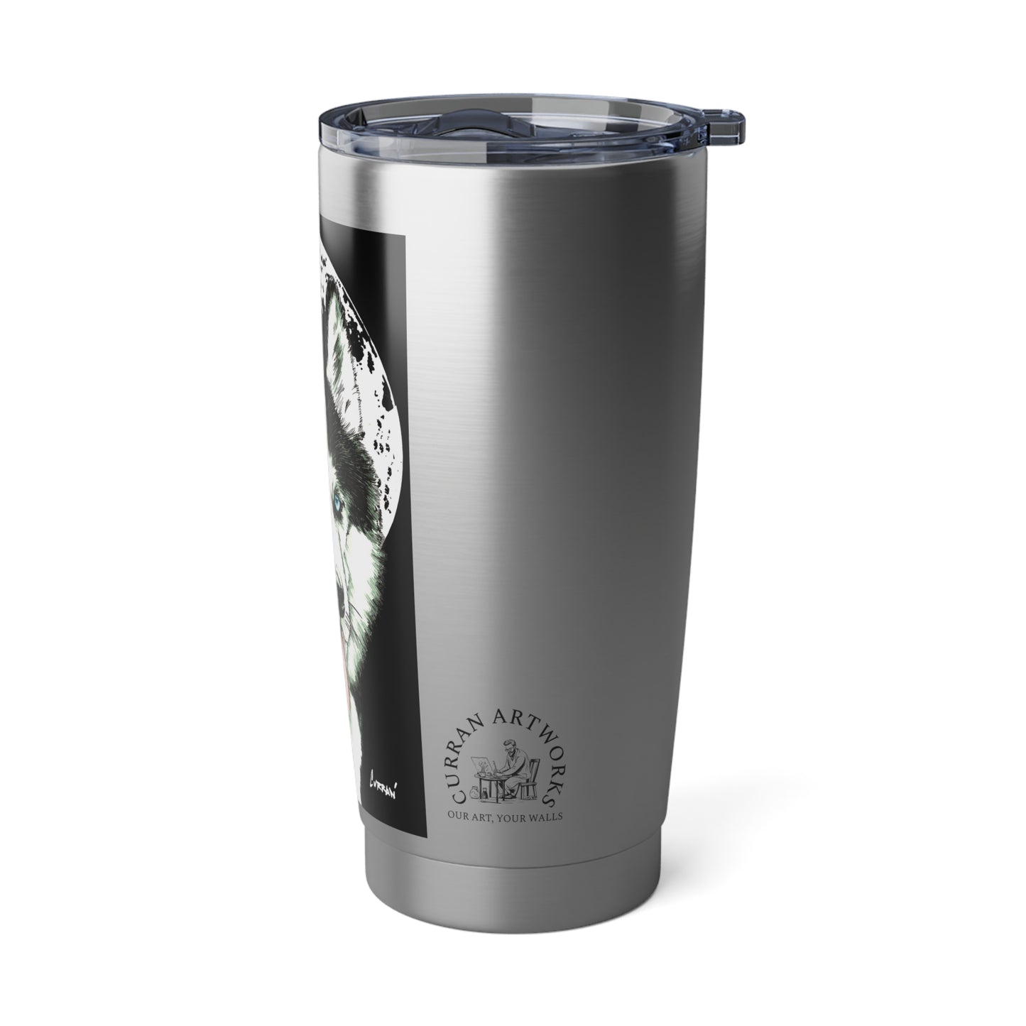 Siberian Husky Travel Mug, Husky Wall Art, Hand Drawn Tumbler, 20oz Gift for Dog Lover, Original Design, Personalized Cup, Custom Travel Mug
