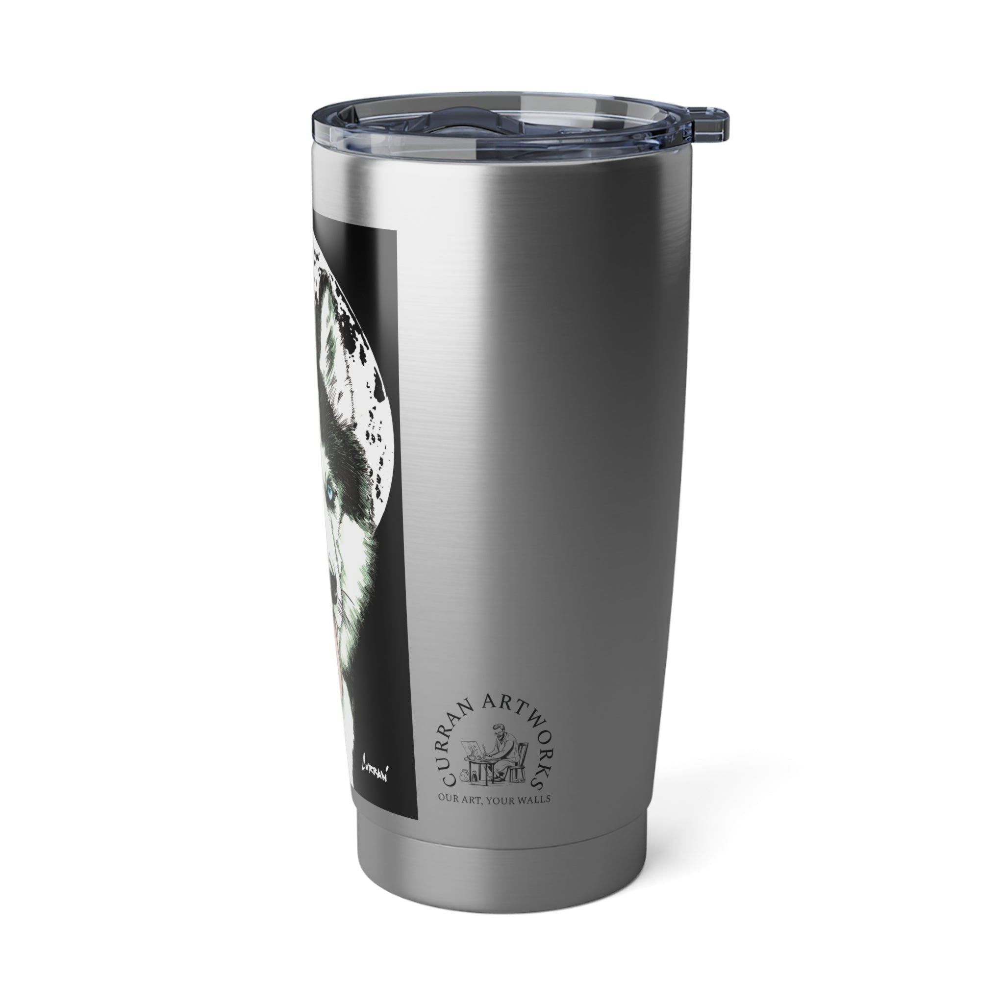 Siberian Husky Travel Mug, Husky Wall Art, Hand Drawn Tumbler, 20oz Gift for Dog Lover, Original Design, Personalized Cup, Custom Travel Mug
