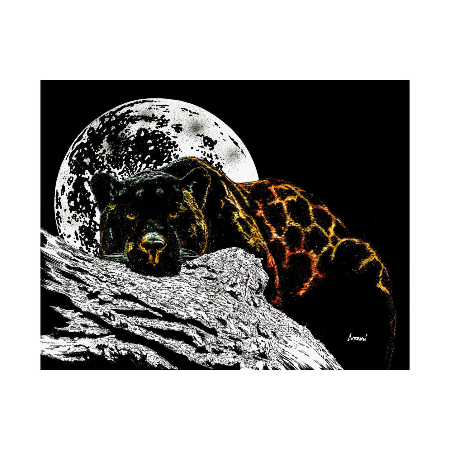Majestic Bear Satin Poster - Night Moon Art Print (300gsm)
