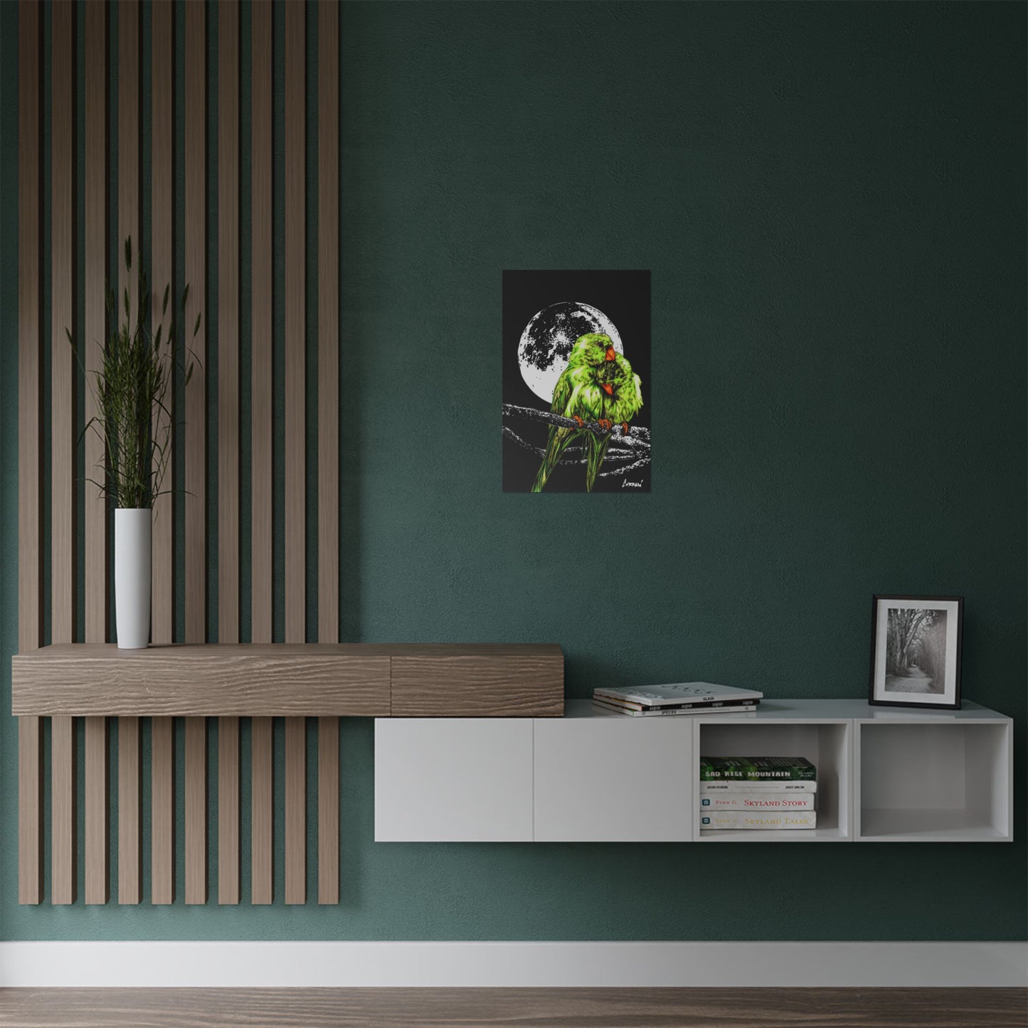 Vibrant Lovebirds Satin Poster - 300gsm Wall Art
