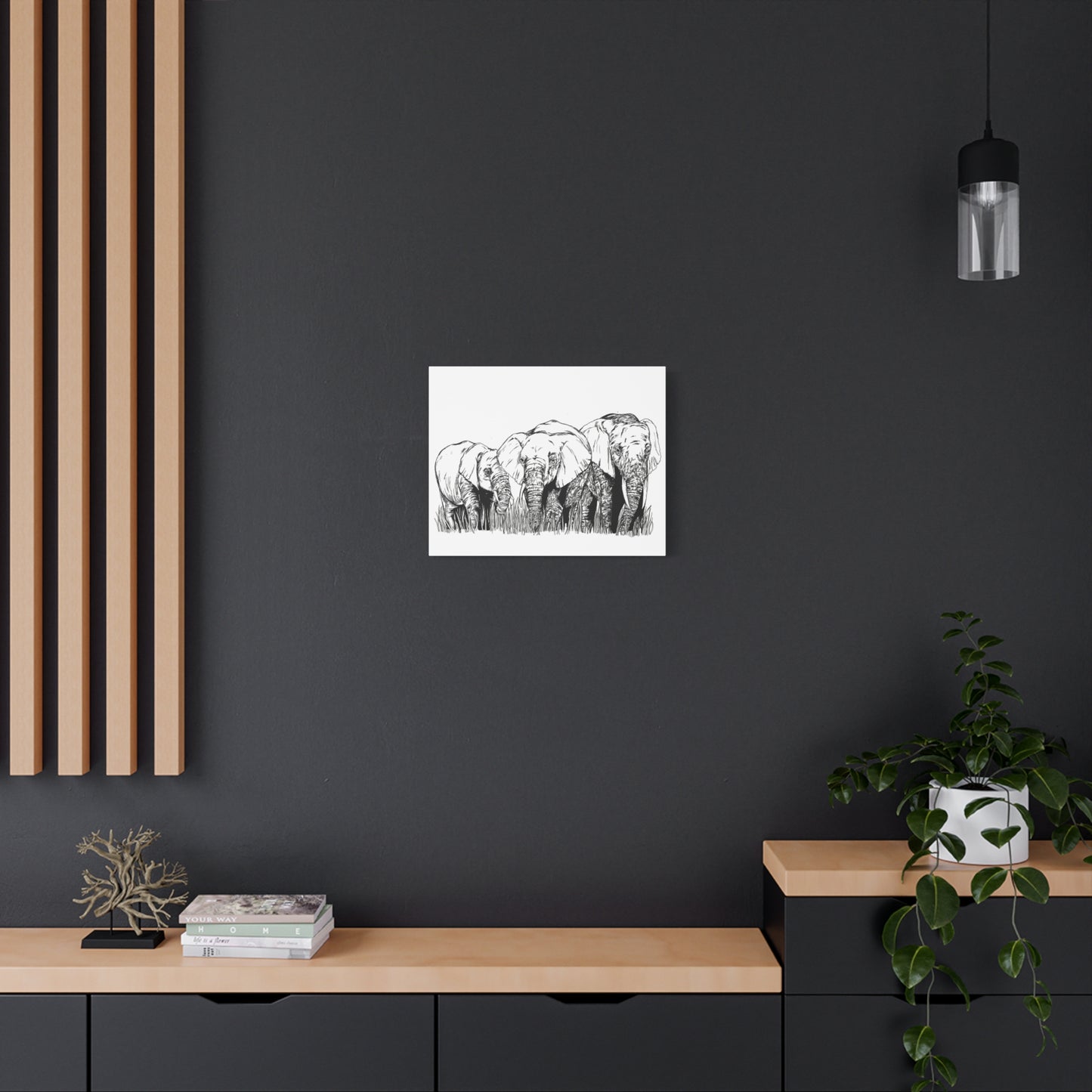 Elephant Family Art – Original Hand-Drawn Unique,