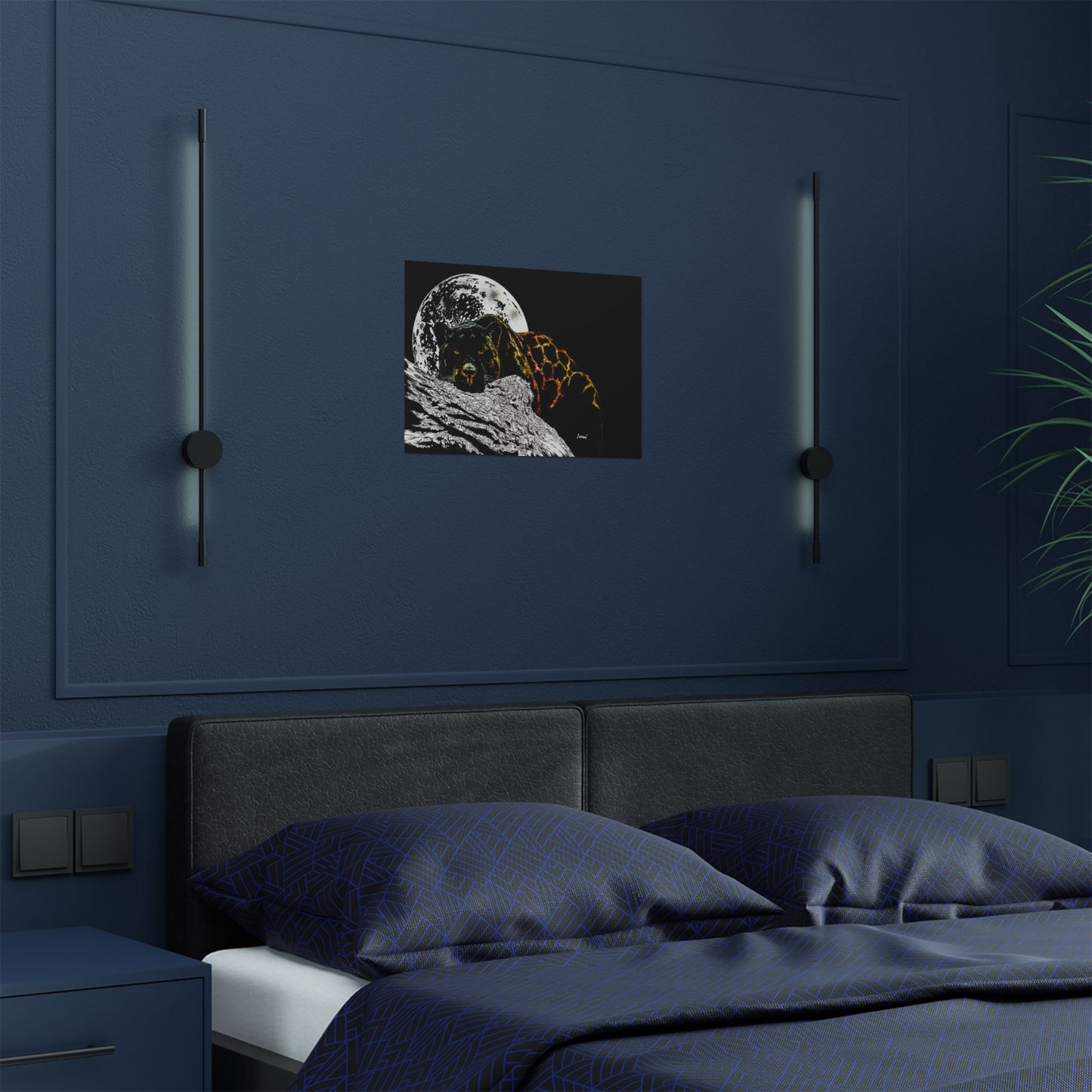 Majestic Bear Satin Poster - Night Moon Art Print (300gsm)