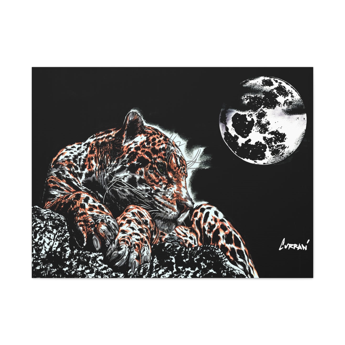 Leopard Canvas Art – Original Hand-Drawn Realistic Big Cat Wall Decor printed on Matte Canvas, Stretched, 1.25"