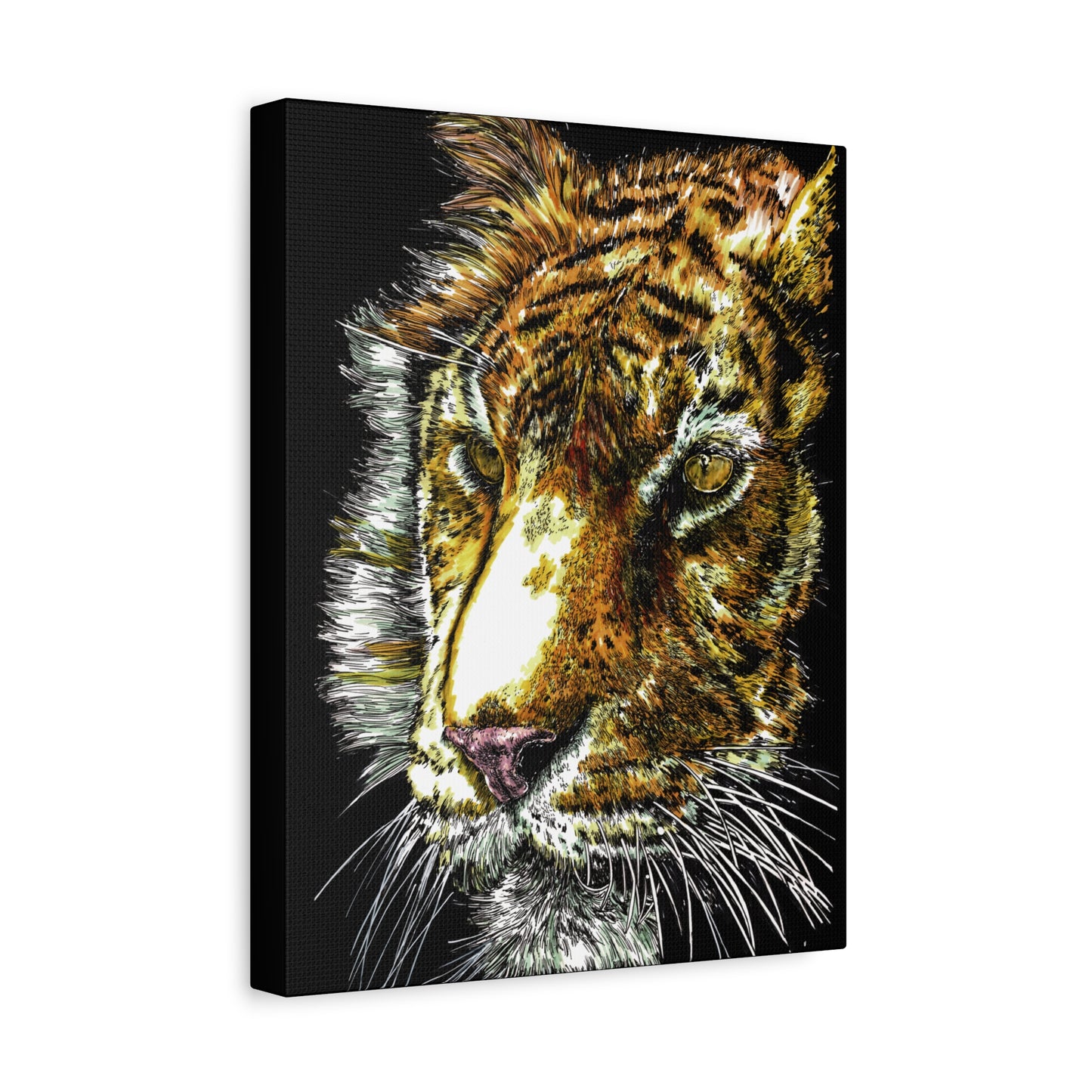 Tiger Wall Art Canvas Print of the Original, hand drawn wall art of a Tiger
