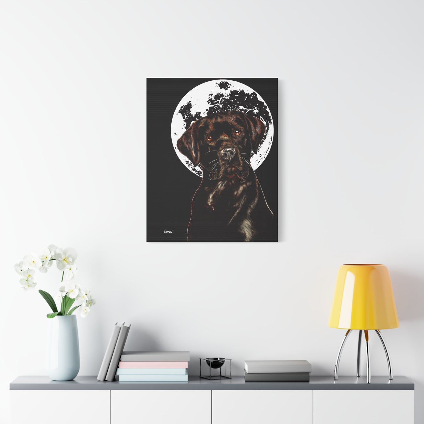 Chocolate Lab in Moonlight Wall Art Print of the Original