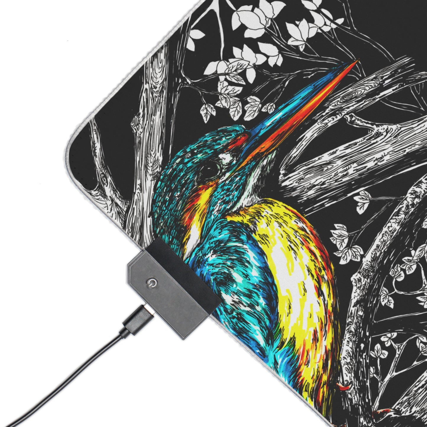 Kingfisher Bird Desk Mat LED Gaming Mouse Pad