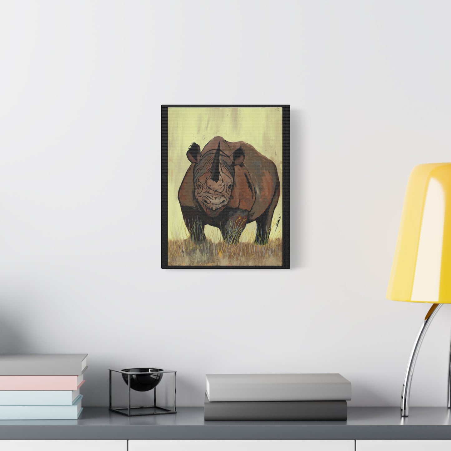 Rhino Wall Art Print of the Original, hand drawn wall art of a Rhino