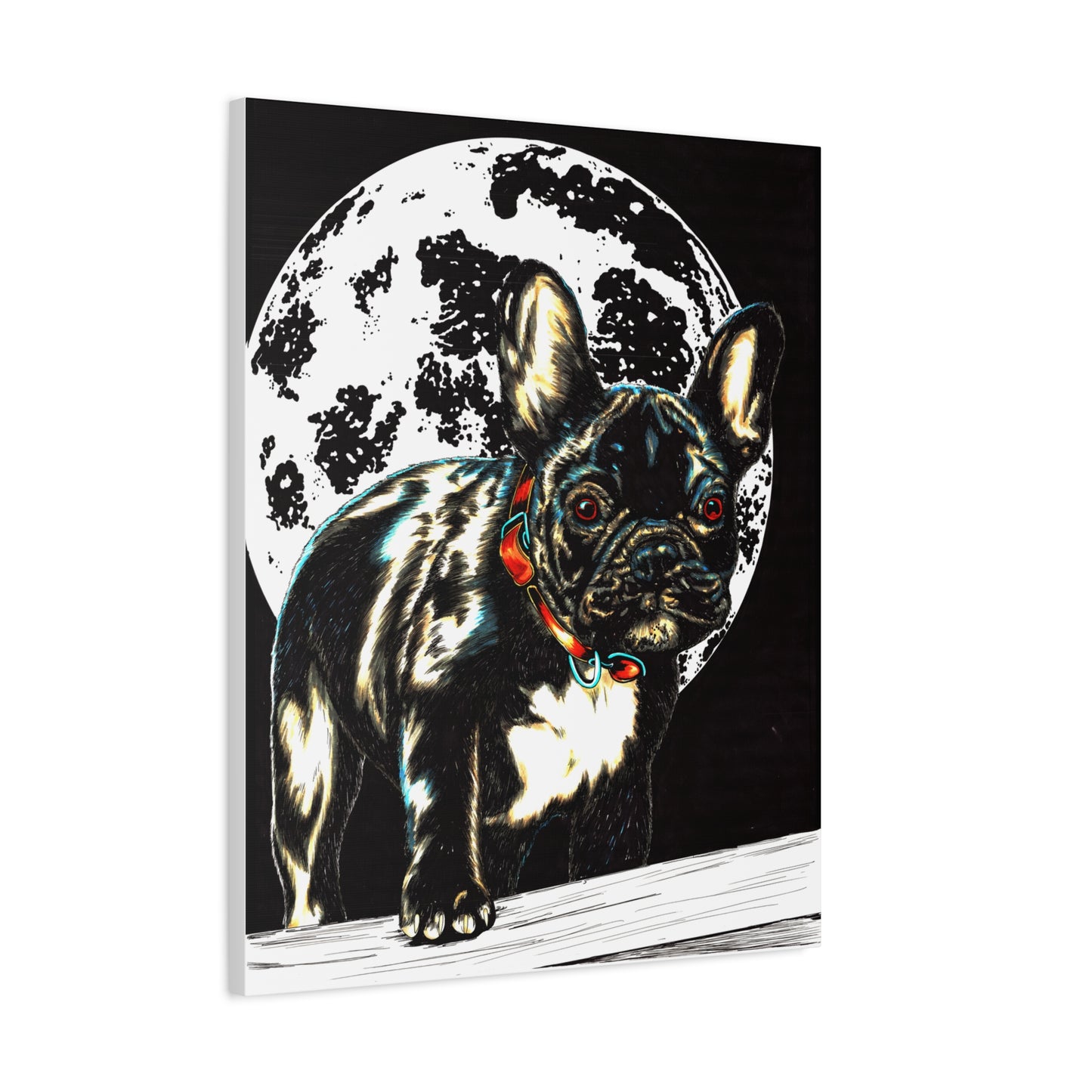 French Bulldog Moonlight Canvas Wall Art Print