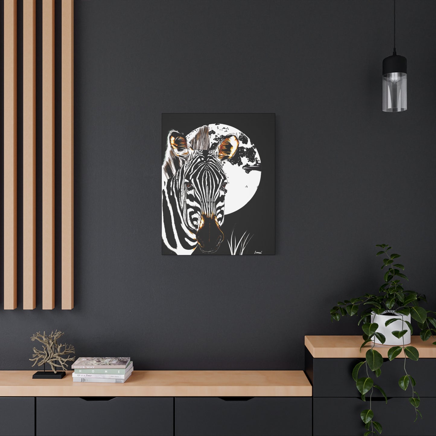 Zebra Wall Art, Zebra Print, Hand-Drawn Zebra, Wildlife Art, Safari Animal Decor, Nature Wall Art, Black and White Art, Animal Lover Gift Printed on Matte Canvas, Stretched, 1.25"