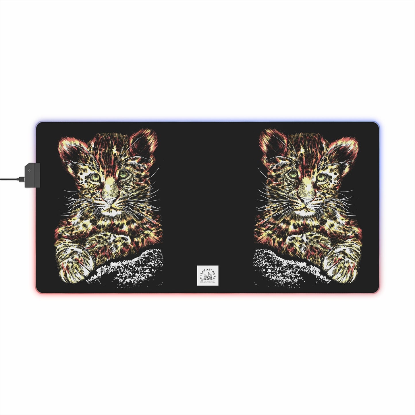 LED Gaming Mouse Pad with Leopard Design - Illuminated RGB Large Surface for Gamers