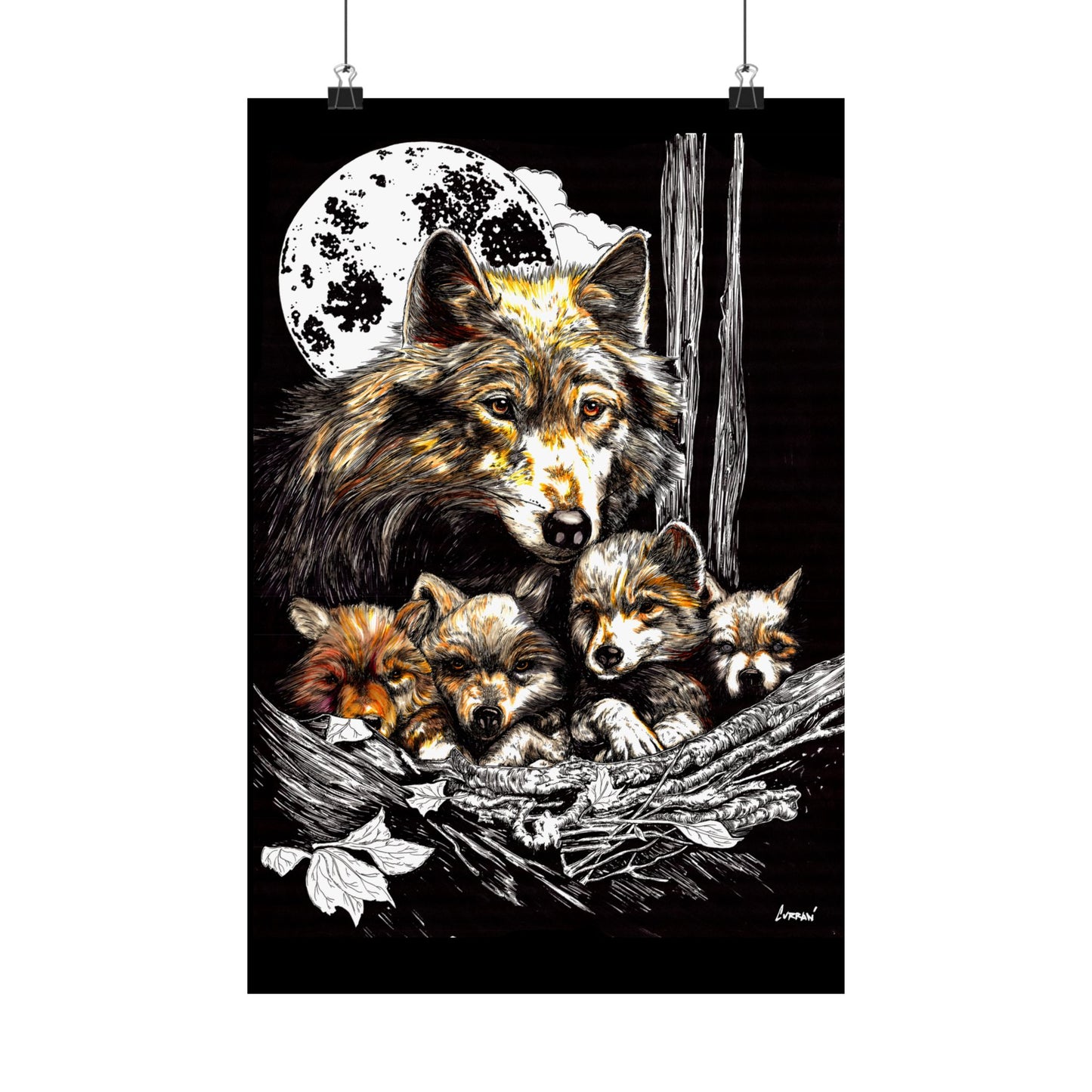 Wolf Family Satin Poster - Stunning Wildlife Artwork for Home Decor