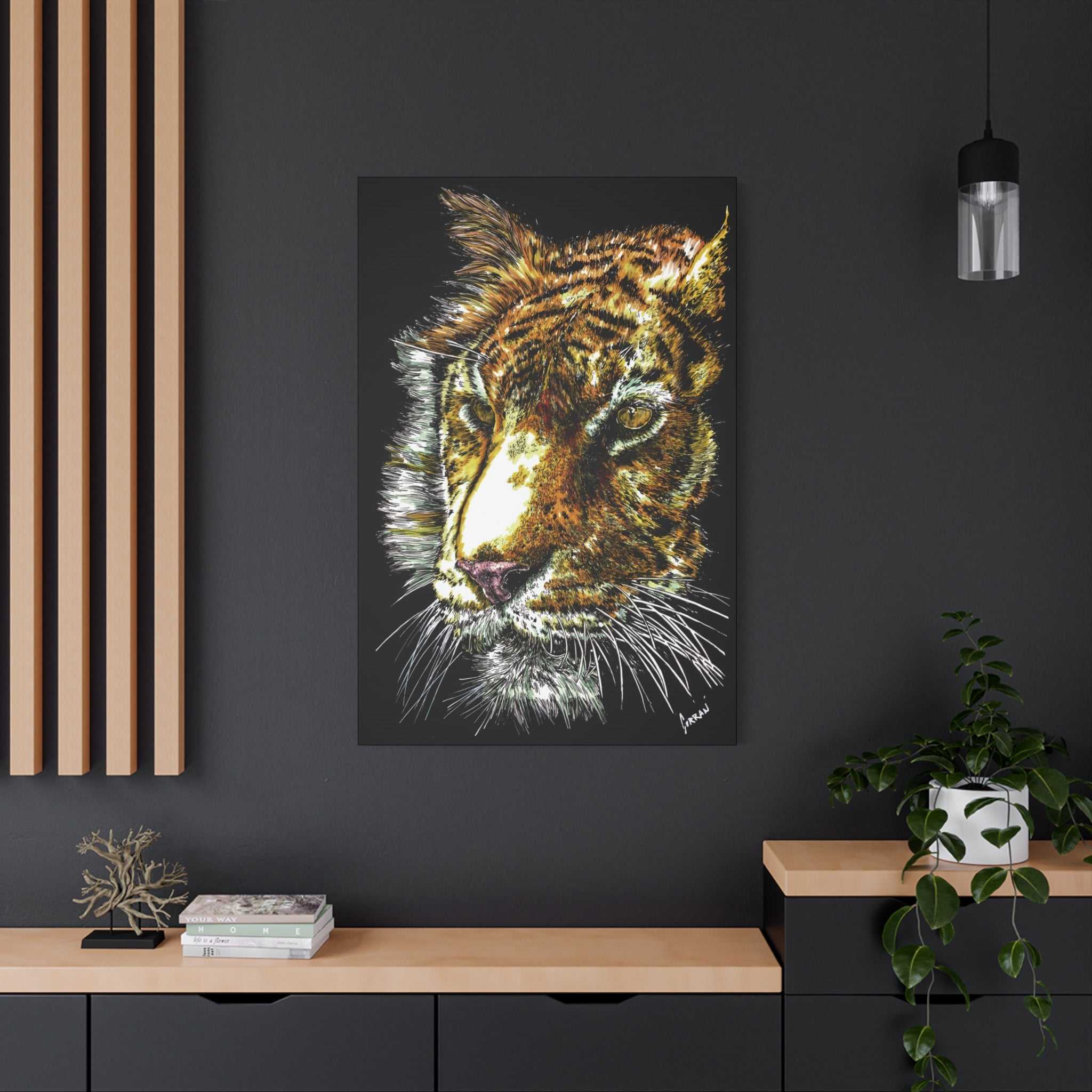 Tiger Wall Art Canvas Print of the Original, hand drawn