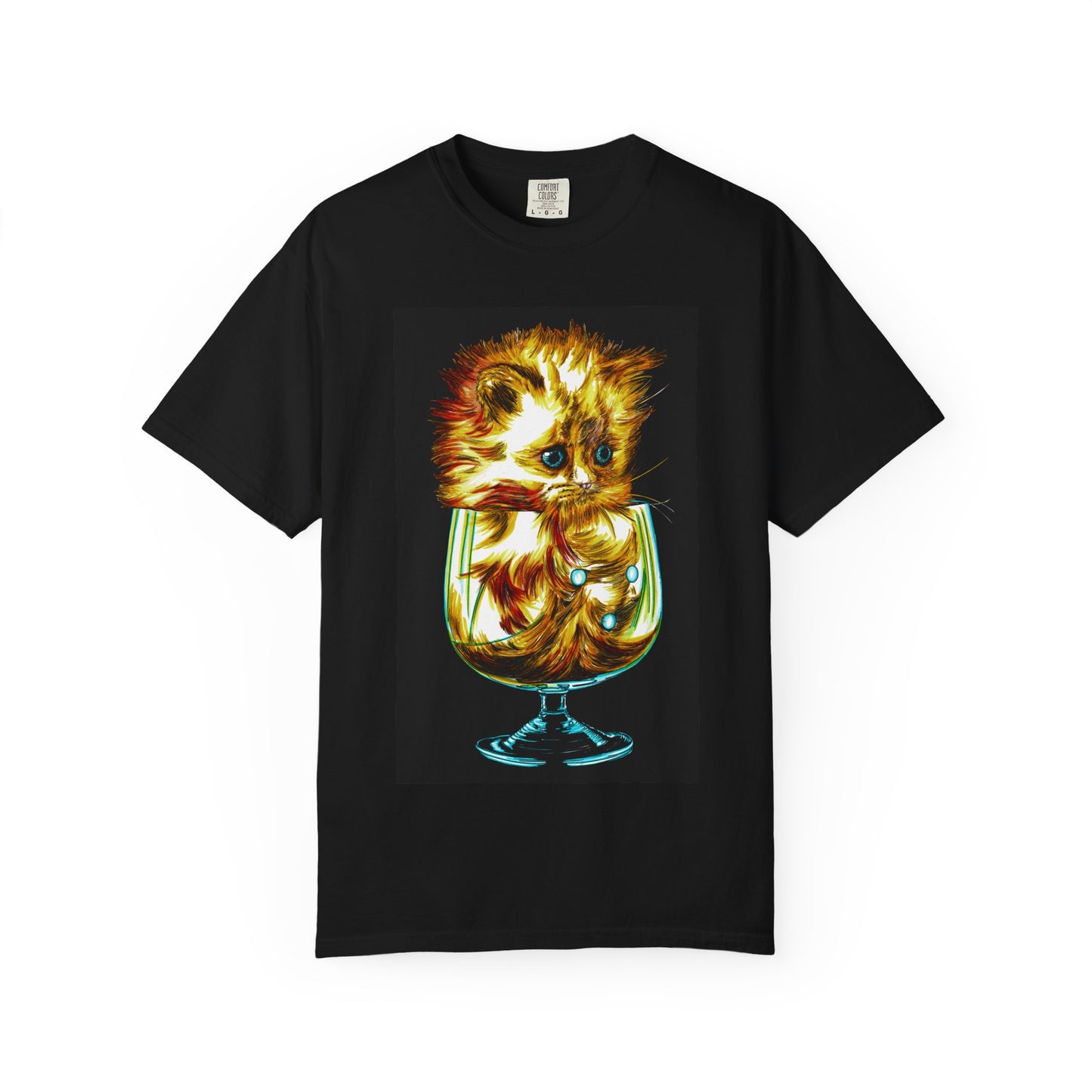 Kitten in a Glass Unisex T-shirt - Hand Drawn Art