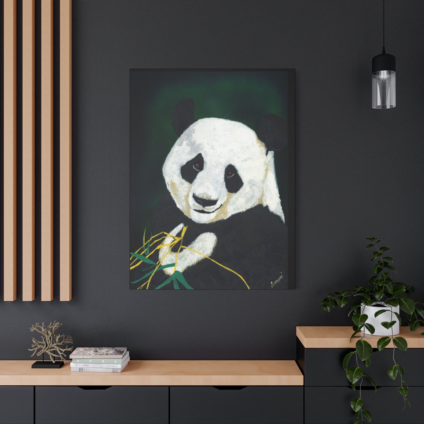 Panda Wall Art, Panda Print, Wildlife Art, Hand-Painted Panda, Nature Wall Decor, Bamboo Forest Art, Animal Lover Gift, Zen Decor. Printed on Matte Canvas, Stretched, 1.25"