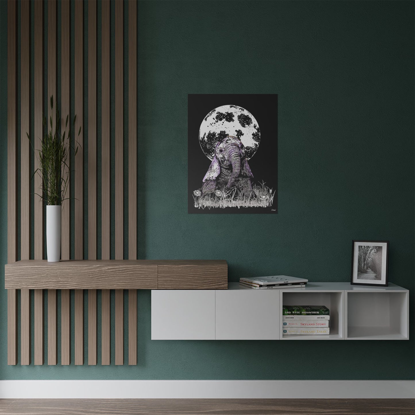 Baby Elephant Satin Poster | Art Print for Nursery Decor
