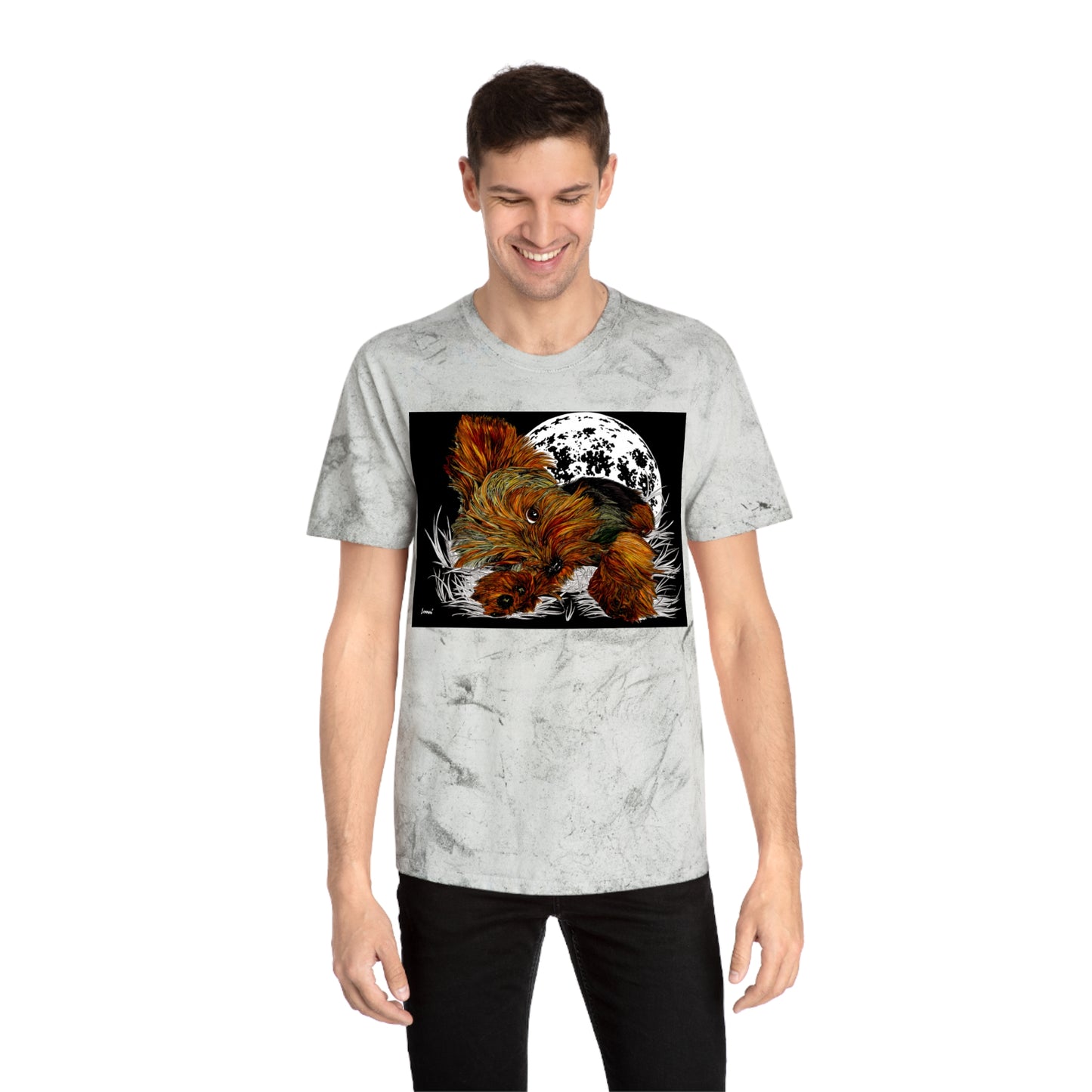 Colorful Puppy Moonlit Unisex T Shirt Perfect for Dog Lovers