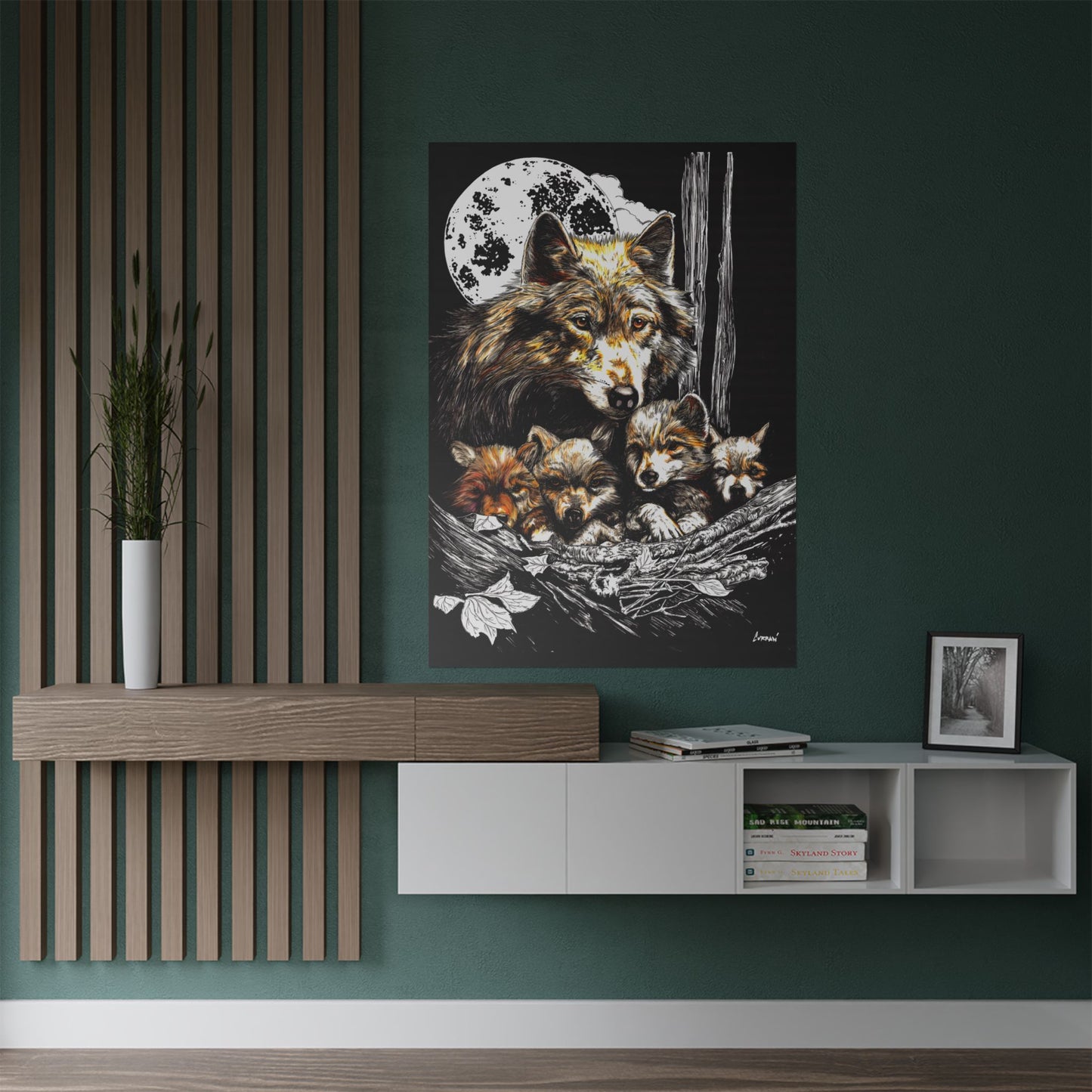 Wolf Family Satin Poster - Stunning Wildlife Artwork for Home Decor