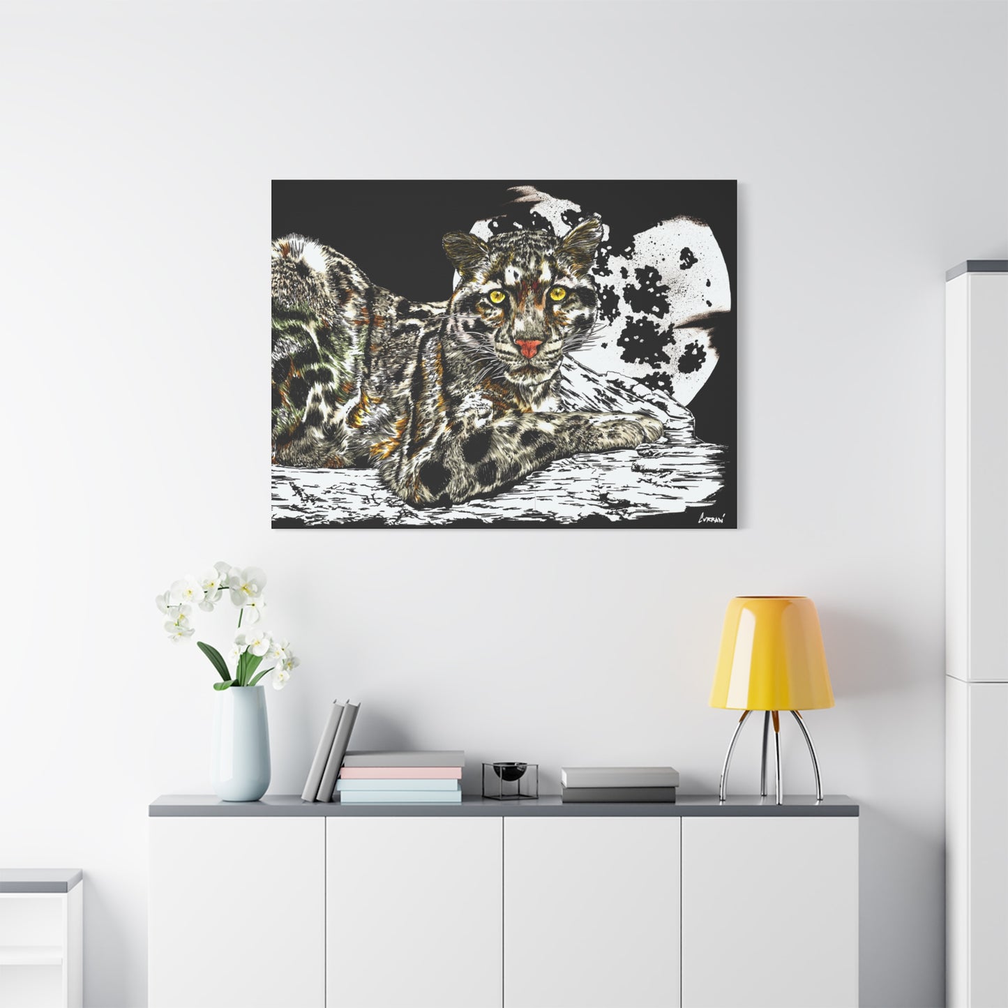 Leopard Canvas Art – Original Hand-Drawn Realistic and Detailed Big Cat Illustration printed on Matte Canvas, Stretched, 1.25"