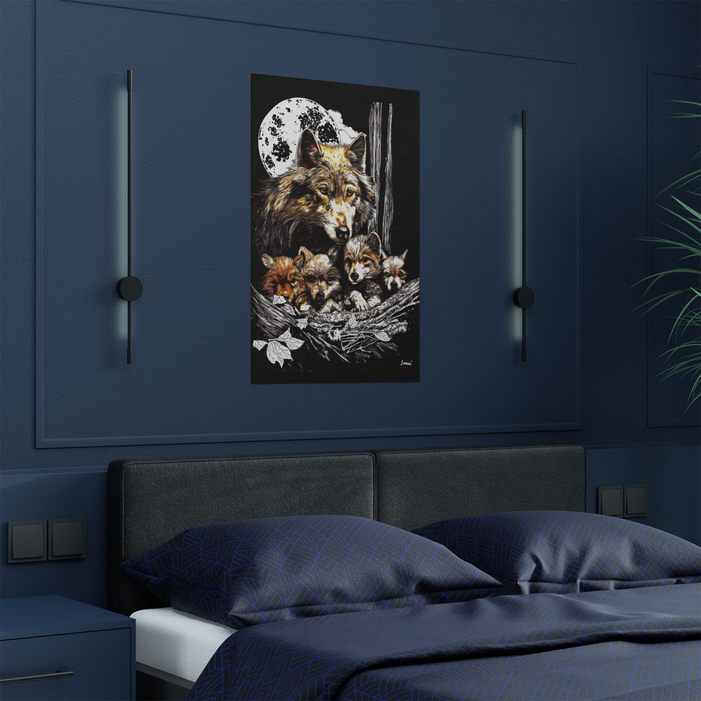 Wolf Family Satin Poster - Stunning Wildlife Artwork for Home Decor