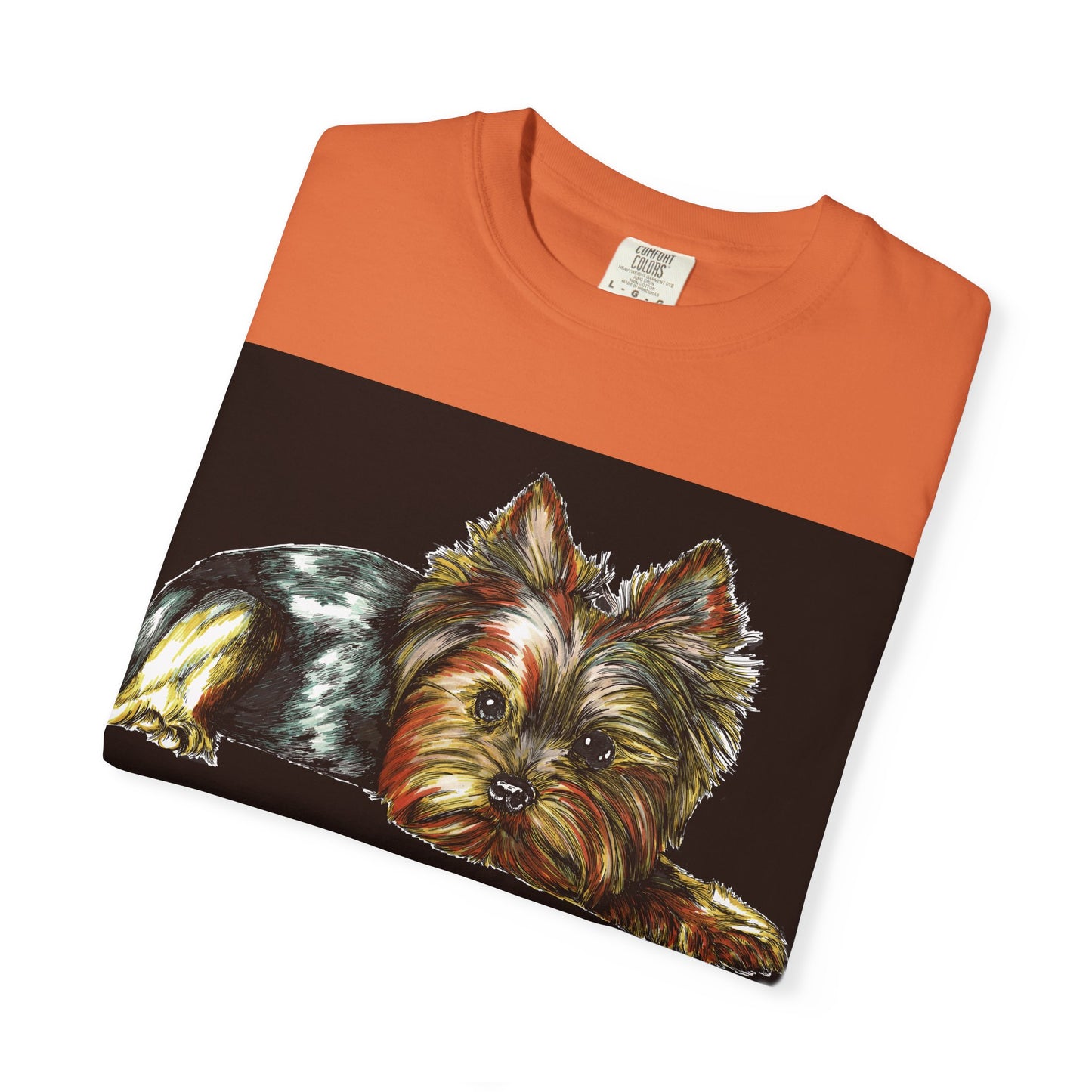 Yorkie Terrier Unisex Garment-Dyed T-Shirt – Original Hand-Drawn Art
