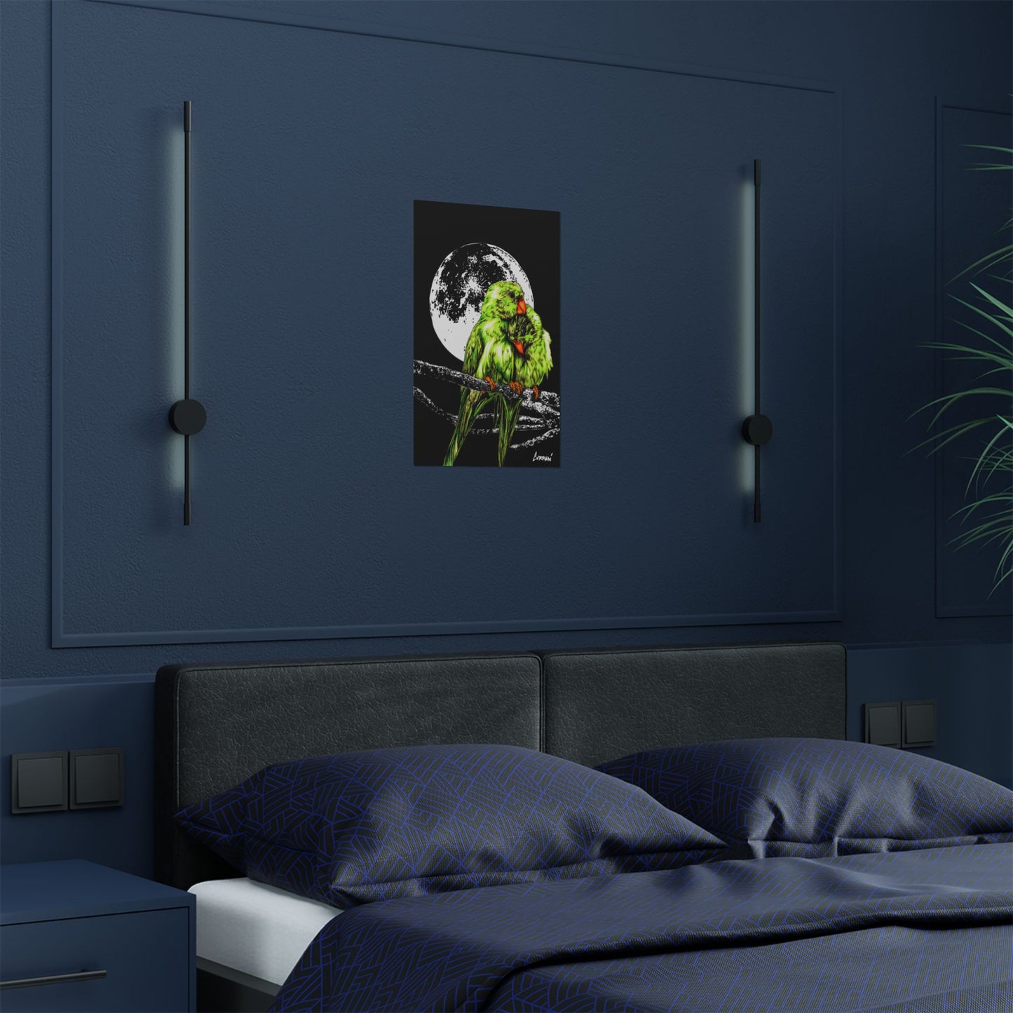 Vibrant Lovebirds Satin Poster - 300gsm Wall Art