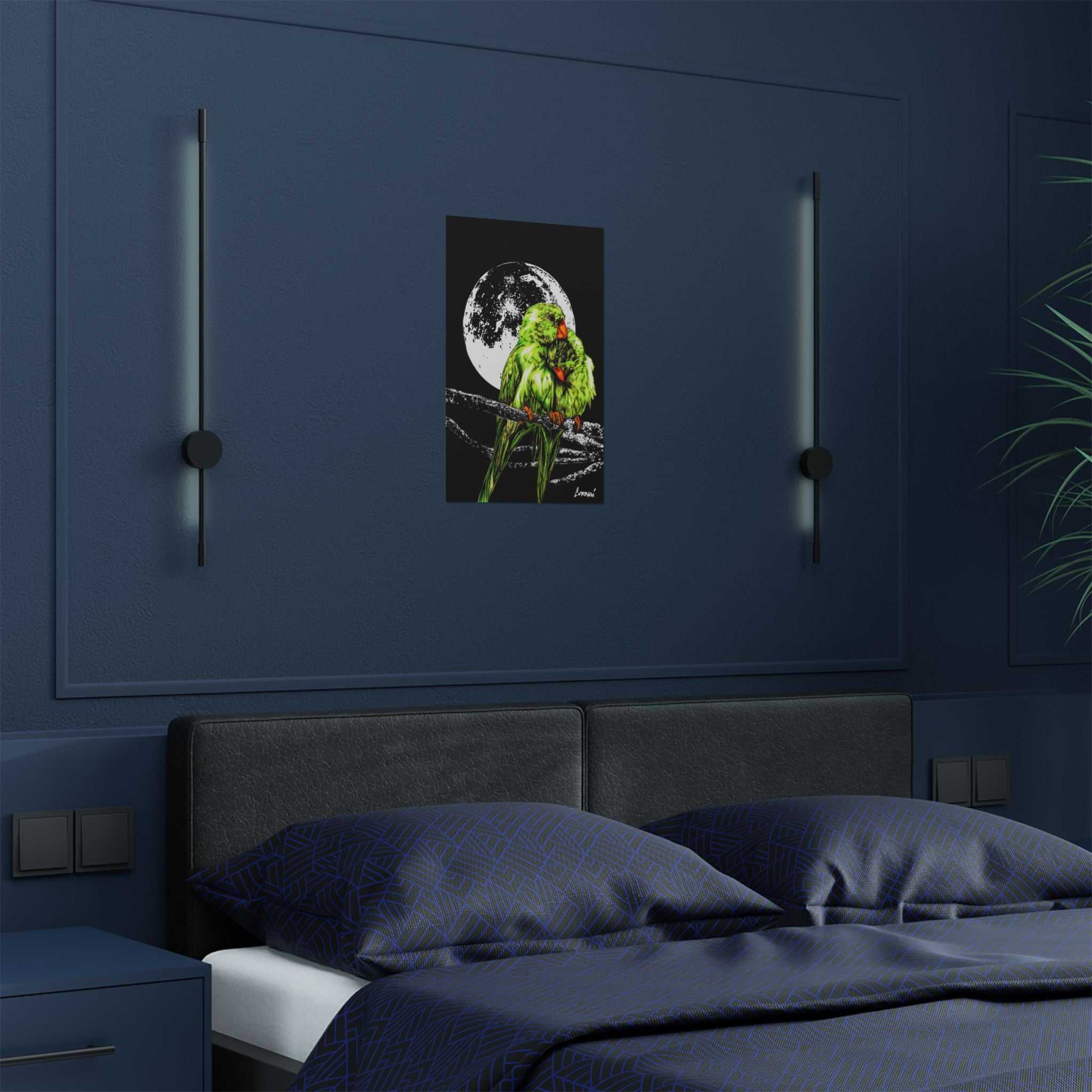 Bring your walls to life with the stunning Vibrant Lovebirds Satin Poster - 300gsm Wall Art. Add a pop of color to your space today!