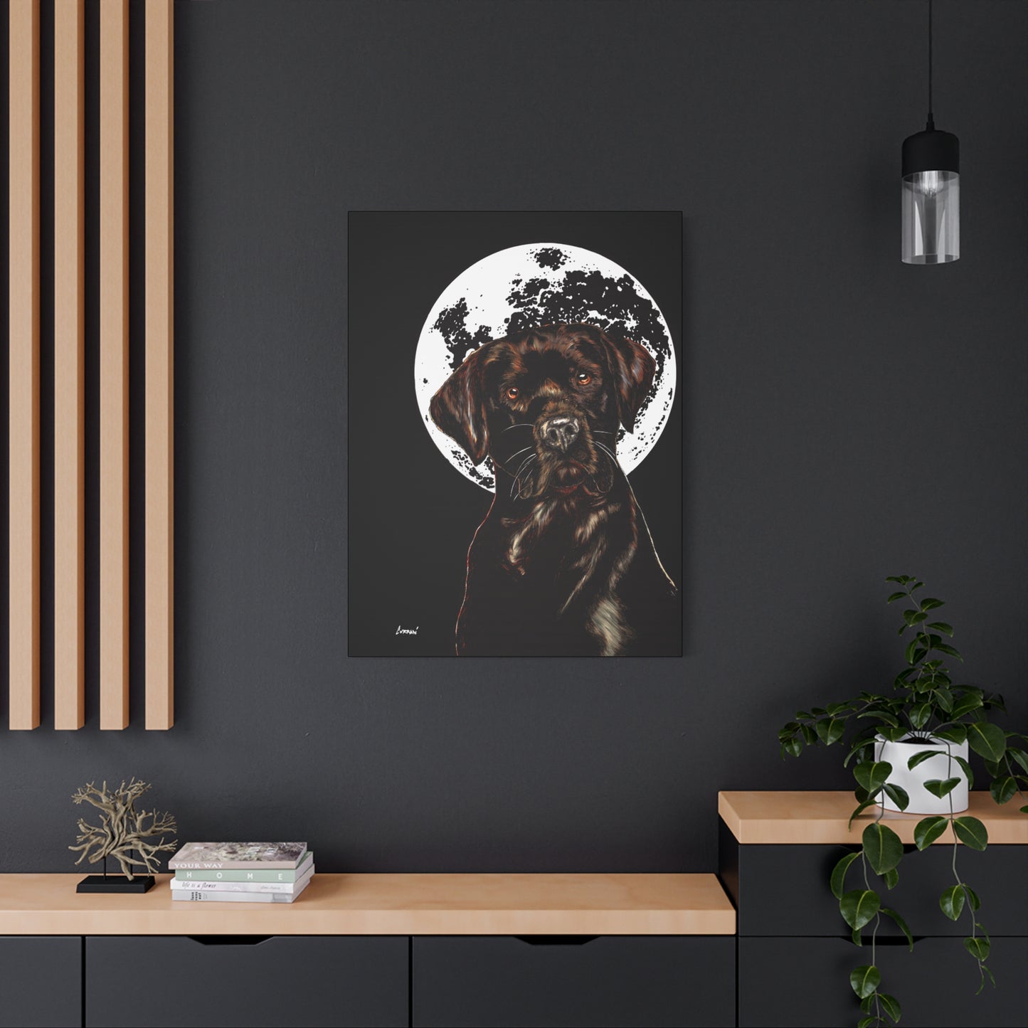Chocolate Lab in Moonlight Wall Art Print of the Original