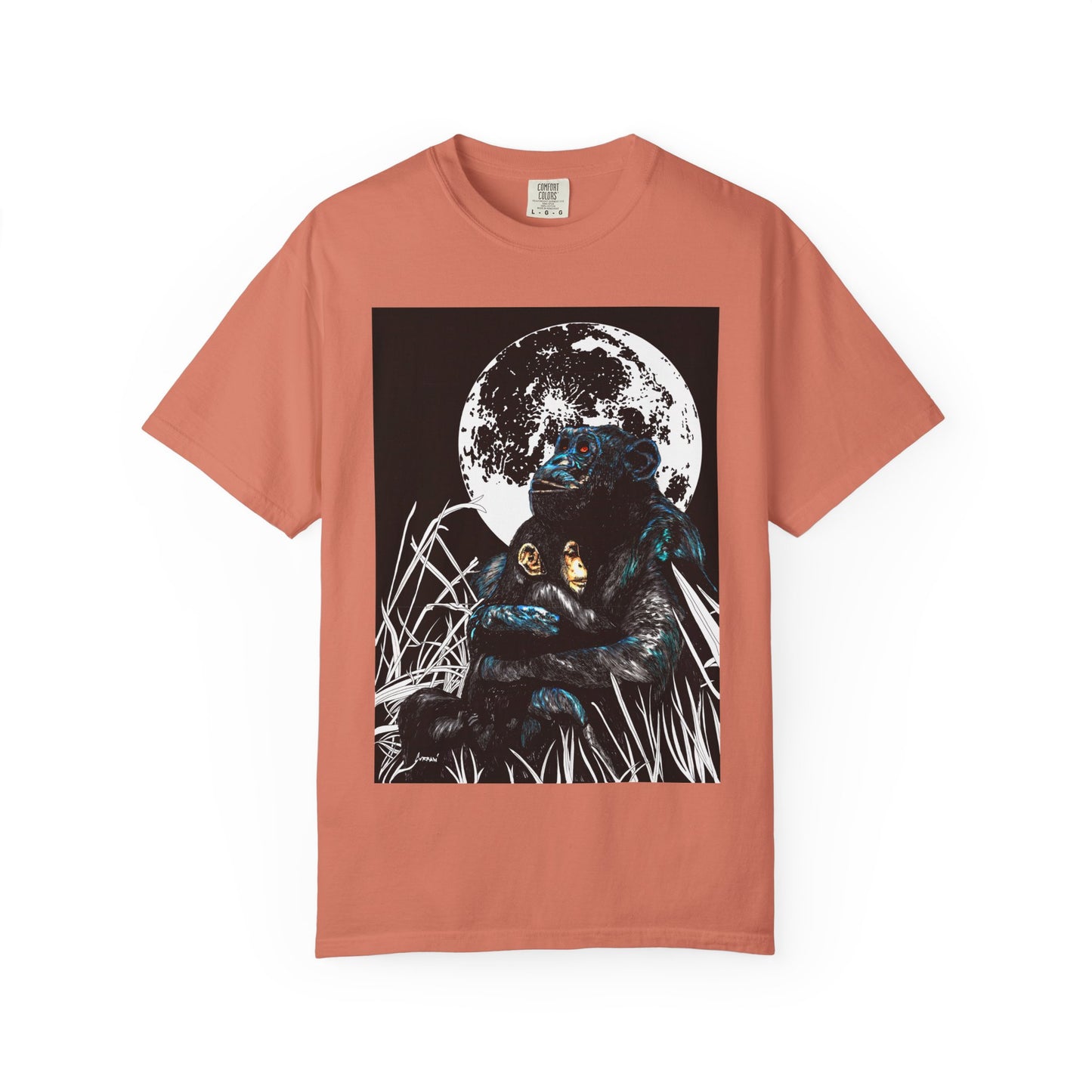 Moonlit Gorilla and Child Unisex Garment-Dyed T-Shirt